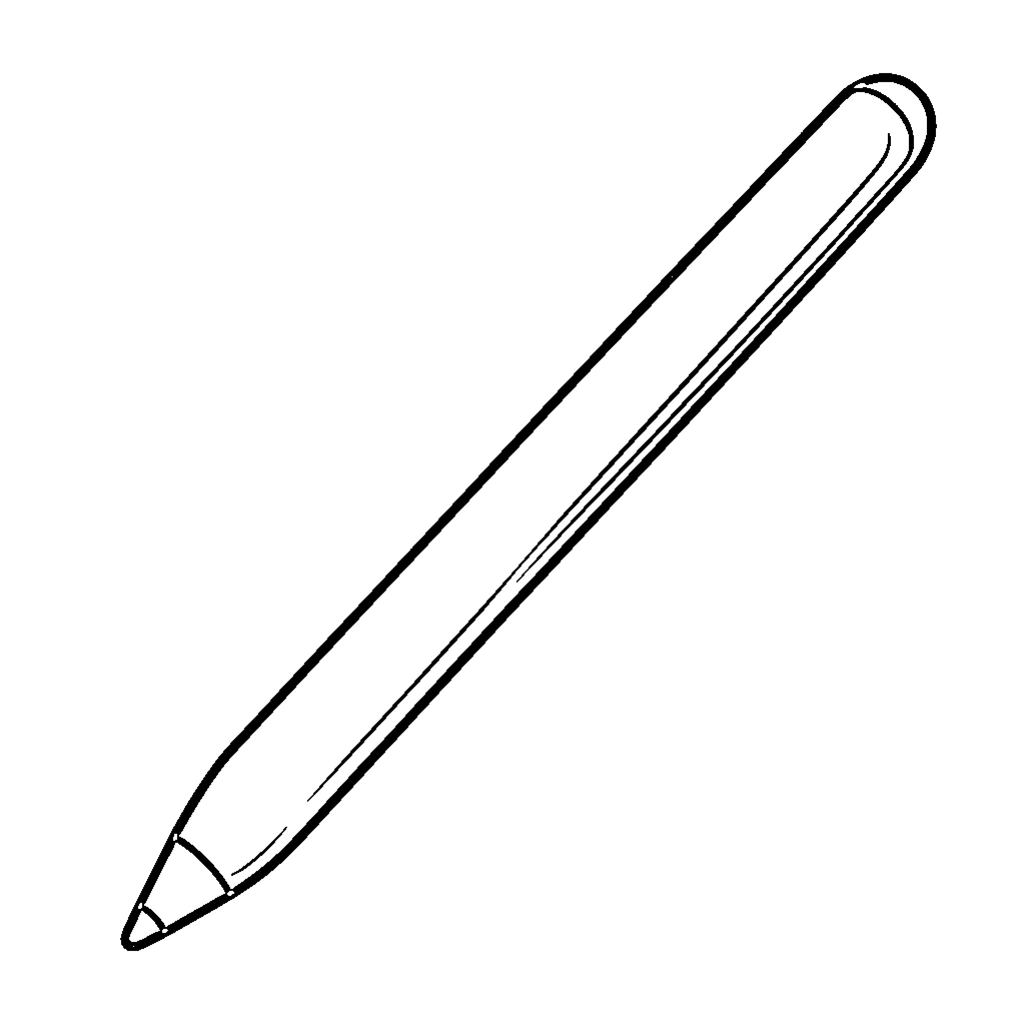 Pen lying diagonally on a plain background Coloring Page (free black-and-white line drawing printable PDF for all, from beginners to advanced learners, including children, teens, adults, and seniors)