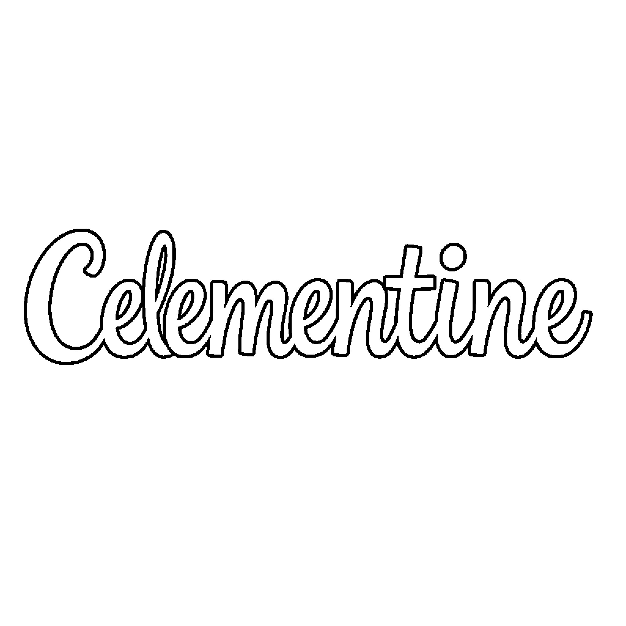 Clementine - Stylized Text Coloring Page (free black-and-white line drawing printable PDF for all, from beginners to advanced learners, including children, teens, adults, and seniors)