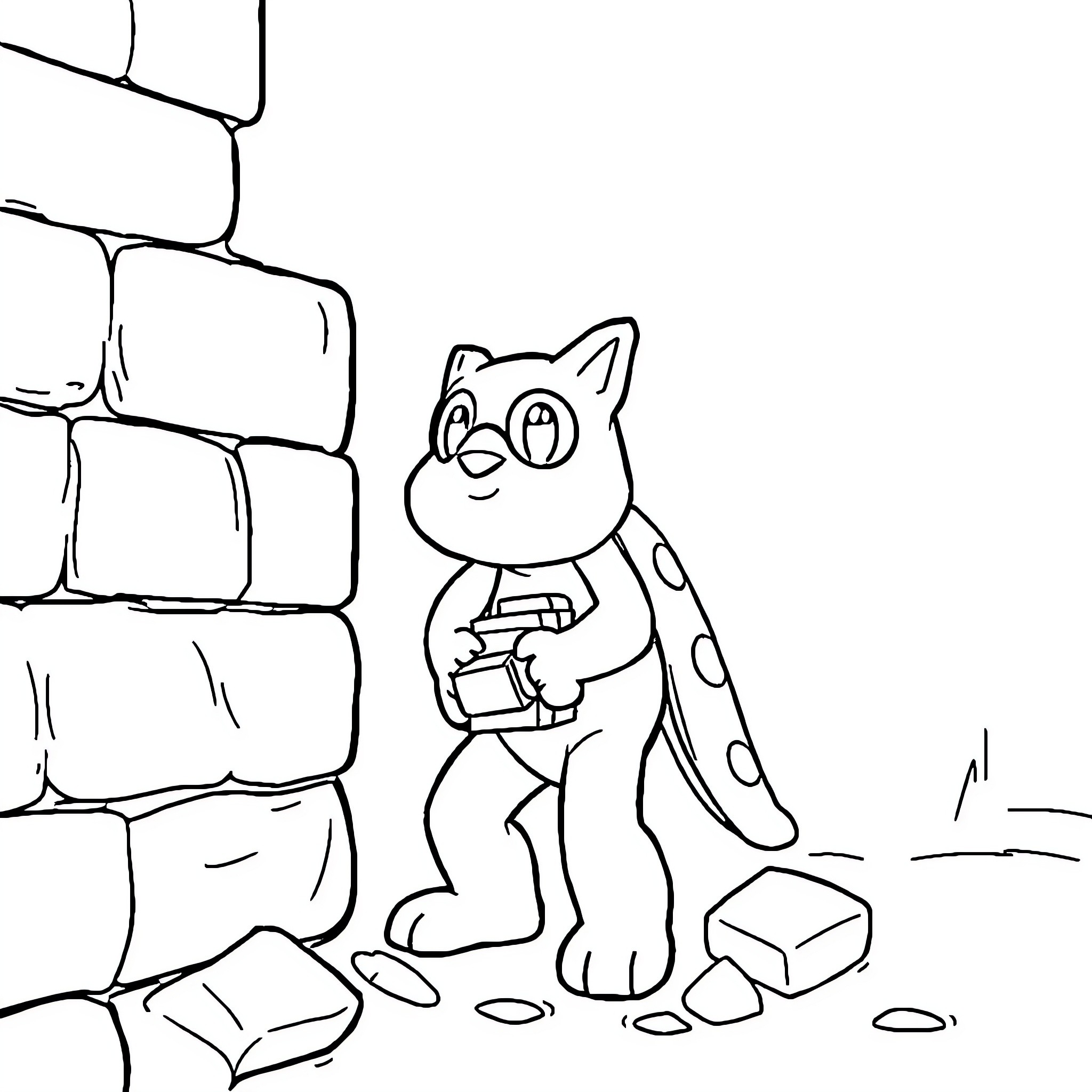 Paw Patrol character exploring rocky terrain Coloring Page (free black-and-white line drawing printable PDF for all, from beginners to advanced learners, including children, teens, adults, and seniors)