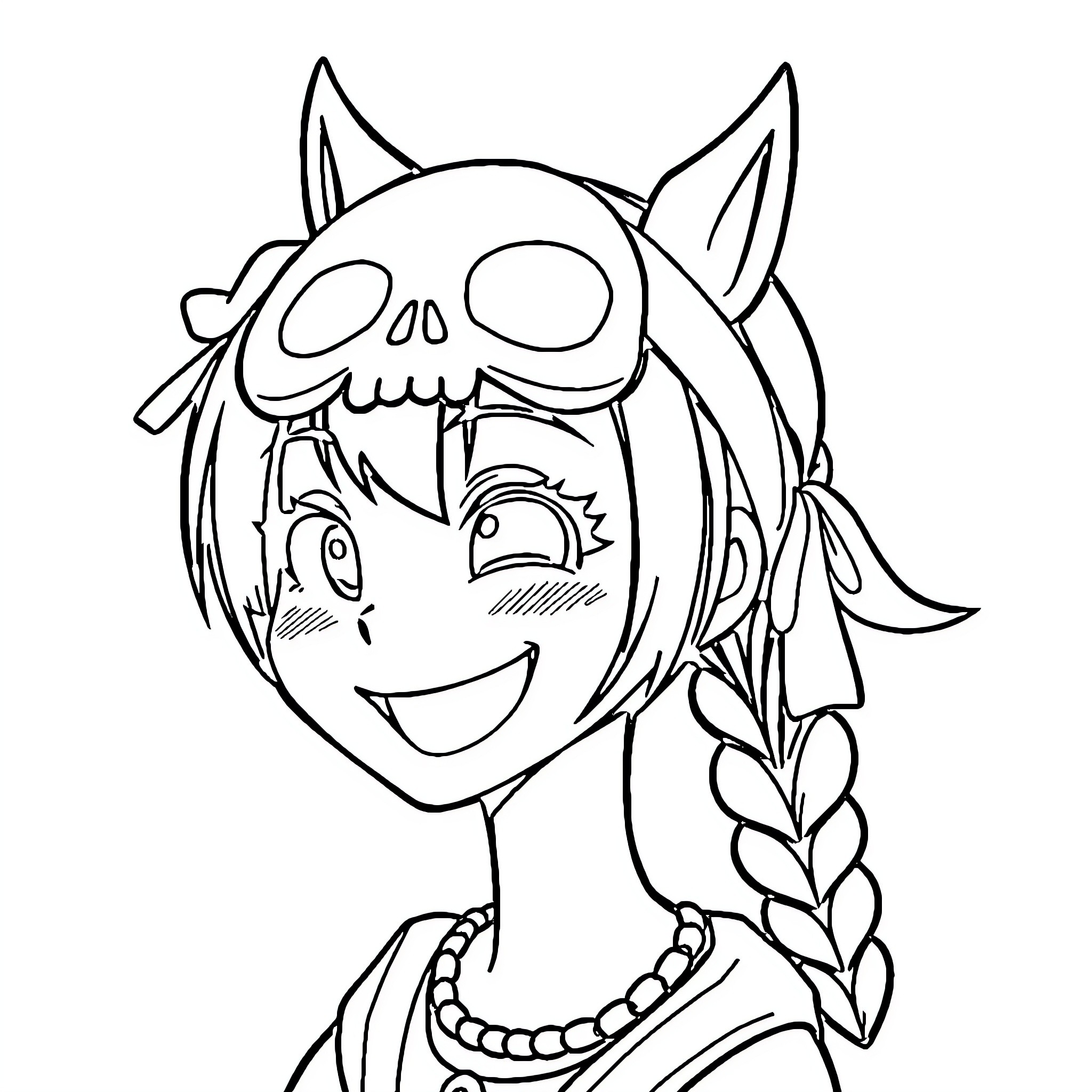 Kuromi expressing mischievous delight Coloring Page (free black-and-white line drawing printable PDF for all, from beginners to advanced learners, including children, teens, adults, and seniors)