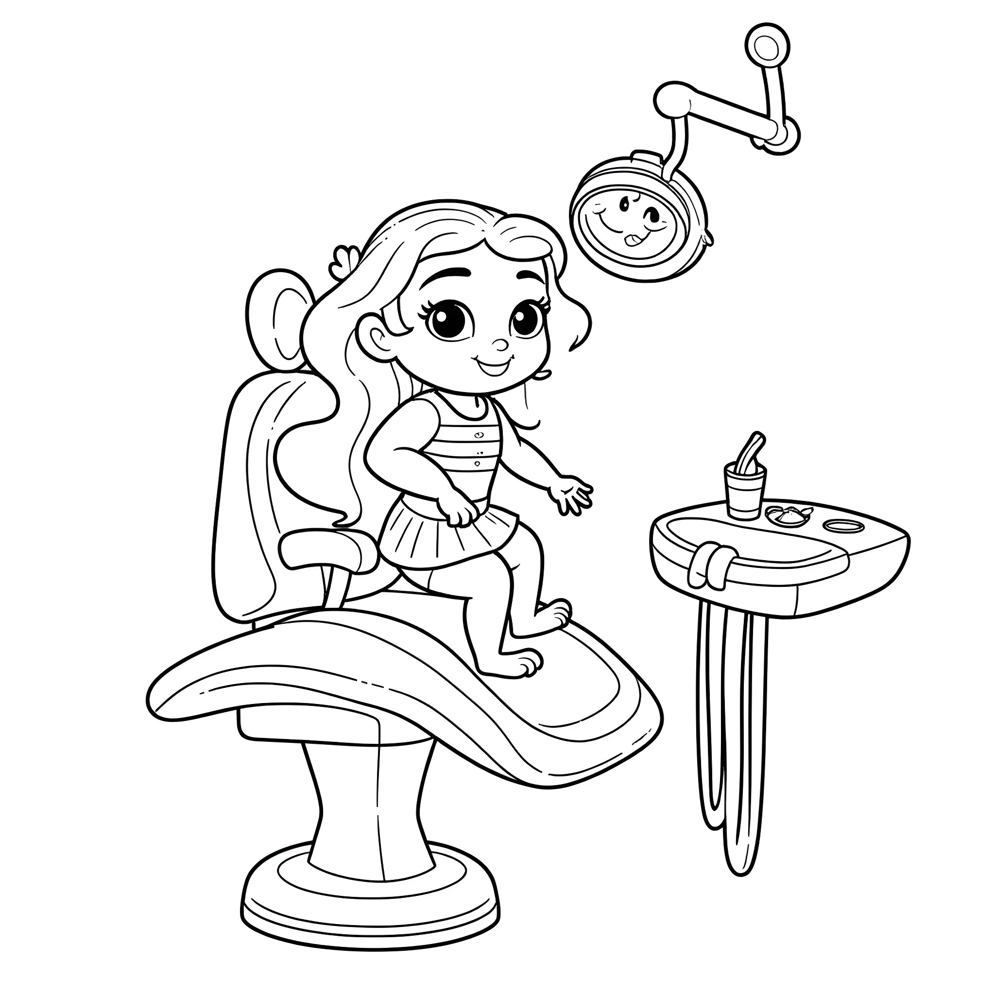 Moana getting a makeover at the salon Coloring Page (free black-and-white line drawing printable PDF for all, from beginners to advanced learners, including children, teens, adults, and seniors)