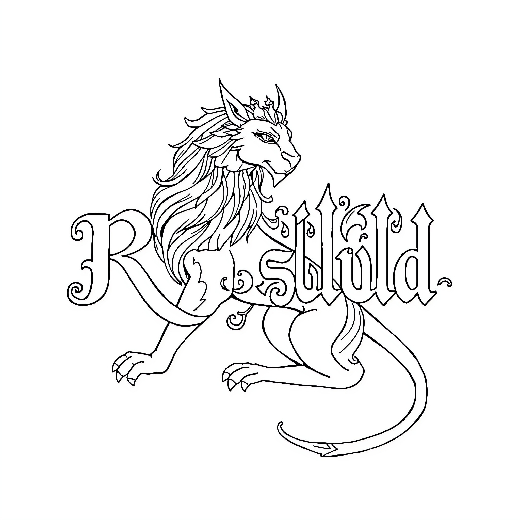 Lion Sitting Proudly with Ornate Design Coloring Page (free black-and-white line drawing printable PDF for all, from beginners to advanced learners, including children, teens, adults, and seniors)