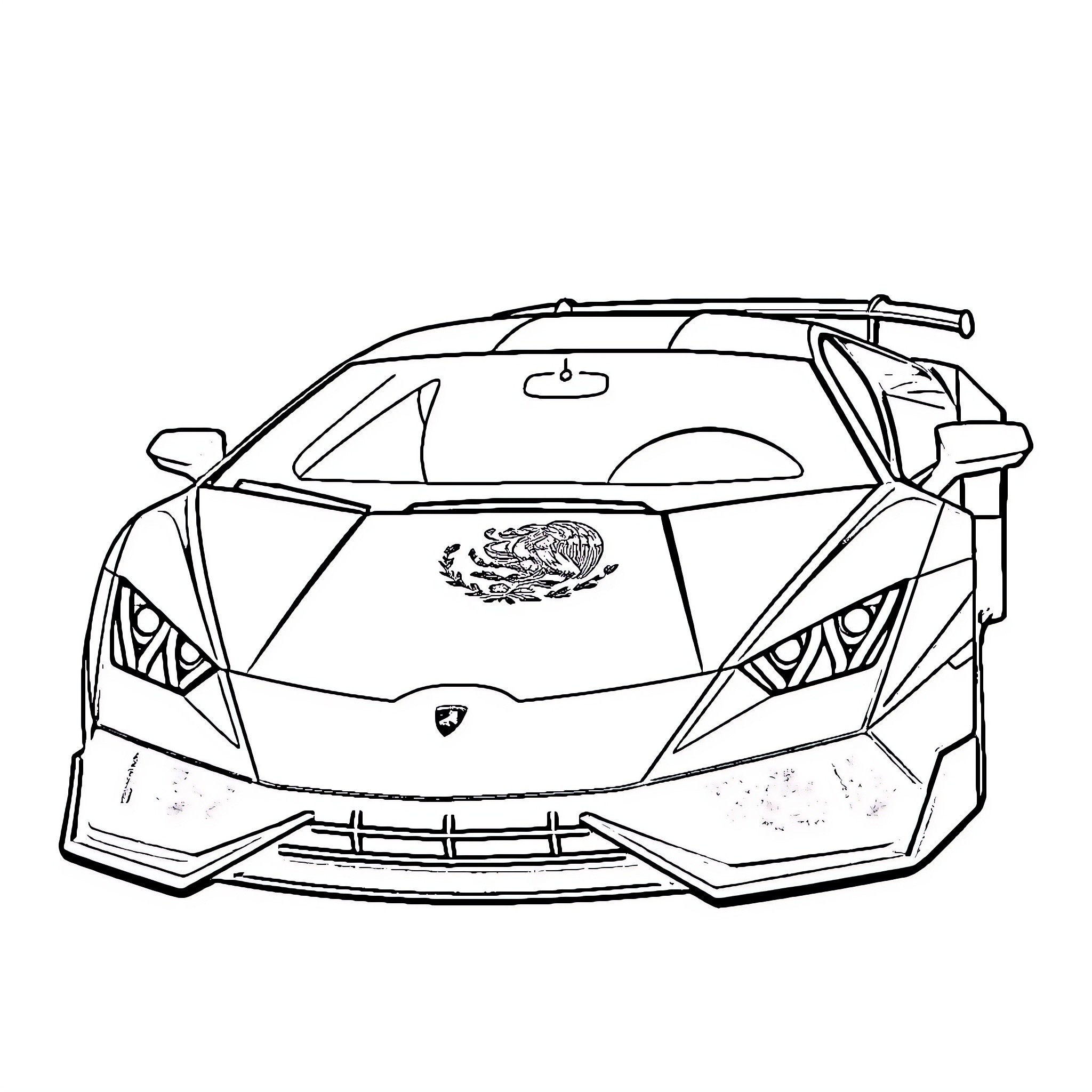 Lamborghini race car on the track Coloring Page (free black-and-white line drawing printable PDF for all, from beginners to advanced learners, including children, teens, adults, and seniors)