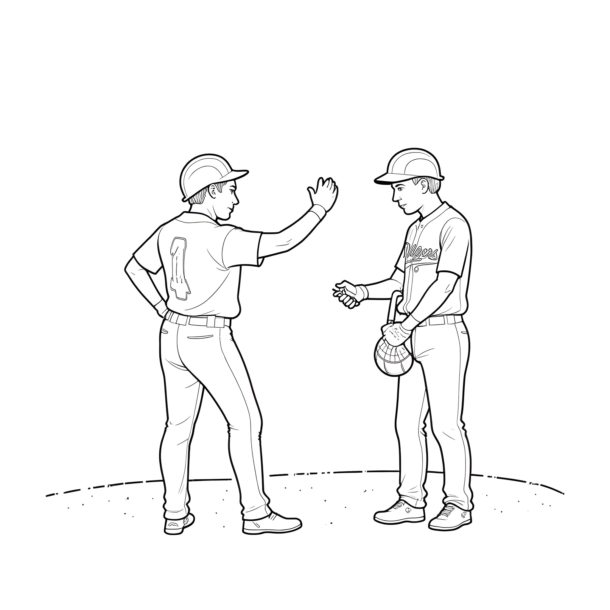 Tech players celebrate victory on field Coloring Page (free black-and-white line drawing printable PDF for all, from beginners to advanced learners, including children, teens, adults, and seniors)