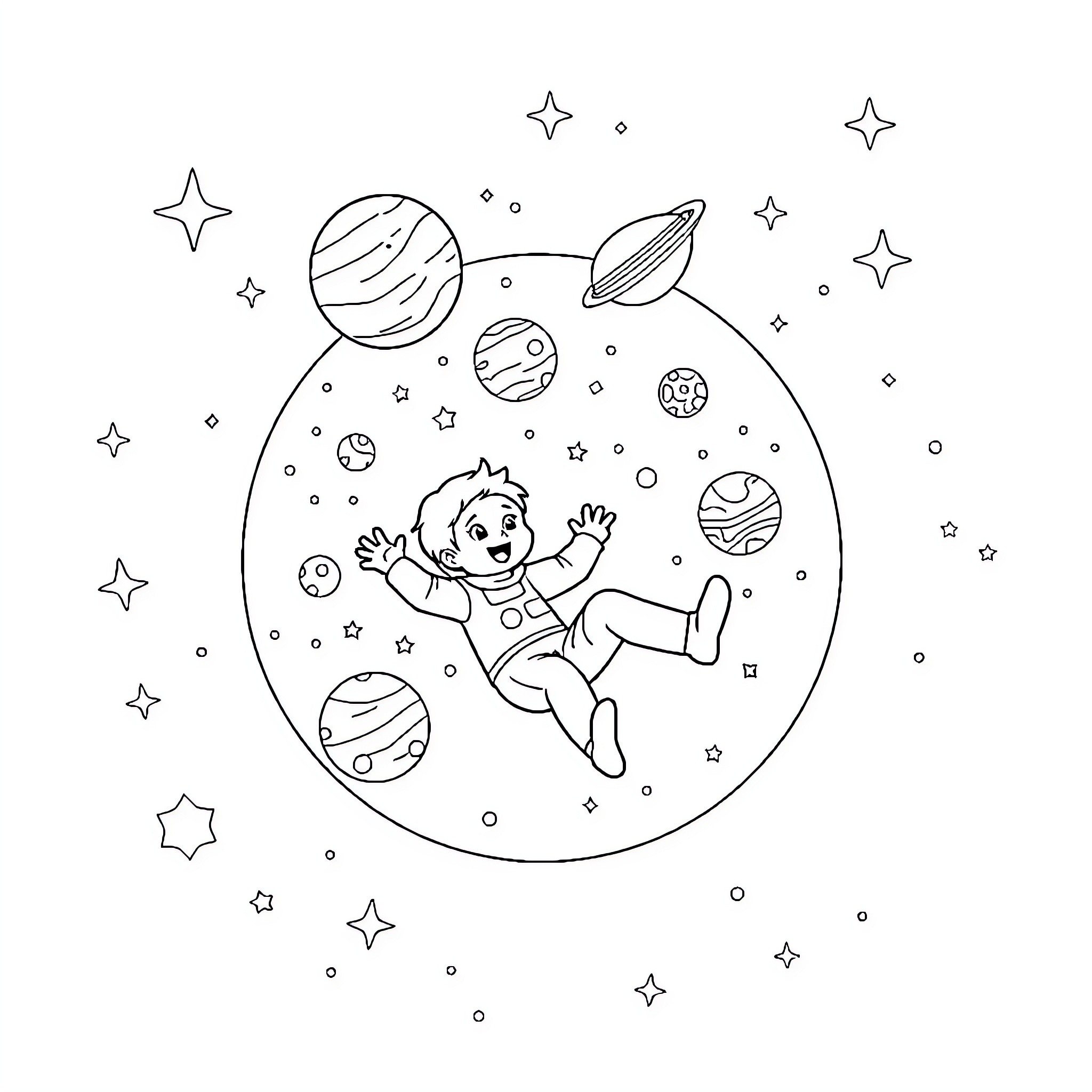 Elio's Adventurous Journey Through the Cosmic Realm Coloring Page (free black-and-white line drawing printable PDF for all, from beginners to advanced learners, including children, teens, adults, and seniors)