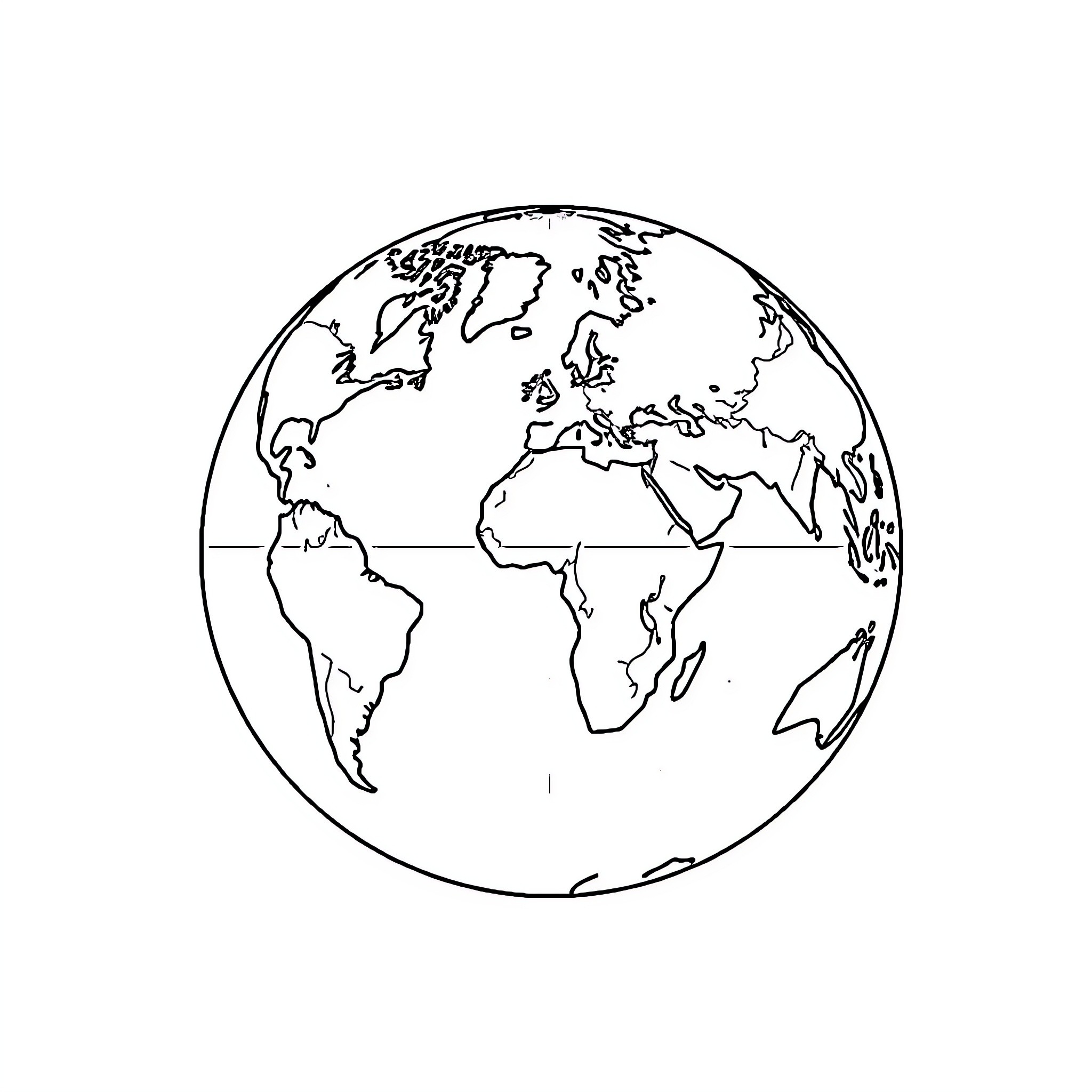 Globe featuring world map outline Coloring Page (free black-and-white line drawing printable PDF for all, from beginners to advanced learners, including children, teens, adults, and seniors)