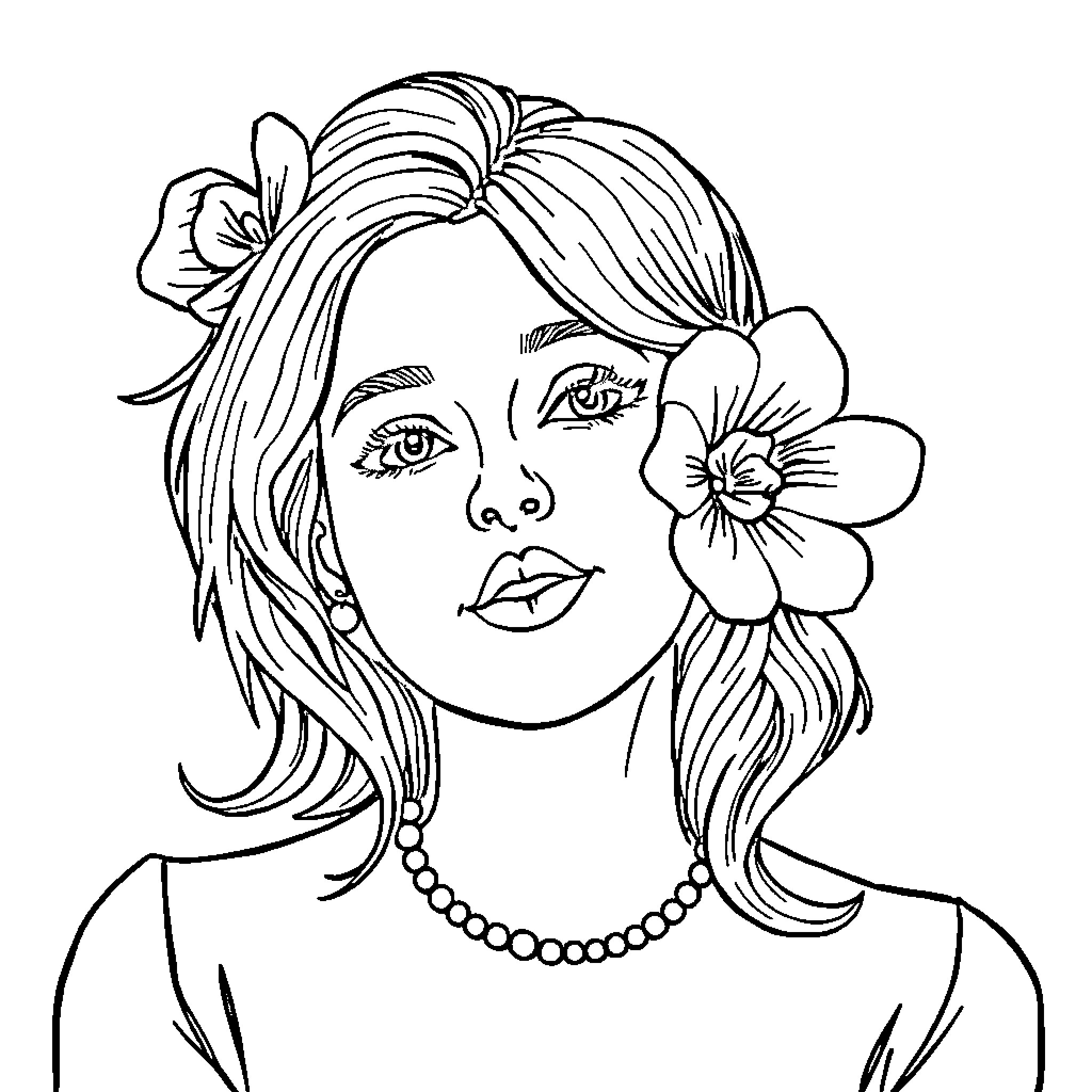 Allison's Floral Elegance Coloring Page (free black-and-white line drawing printable PDF for all, from beginners to advanced learners, including children, teens, adults, and seniors)