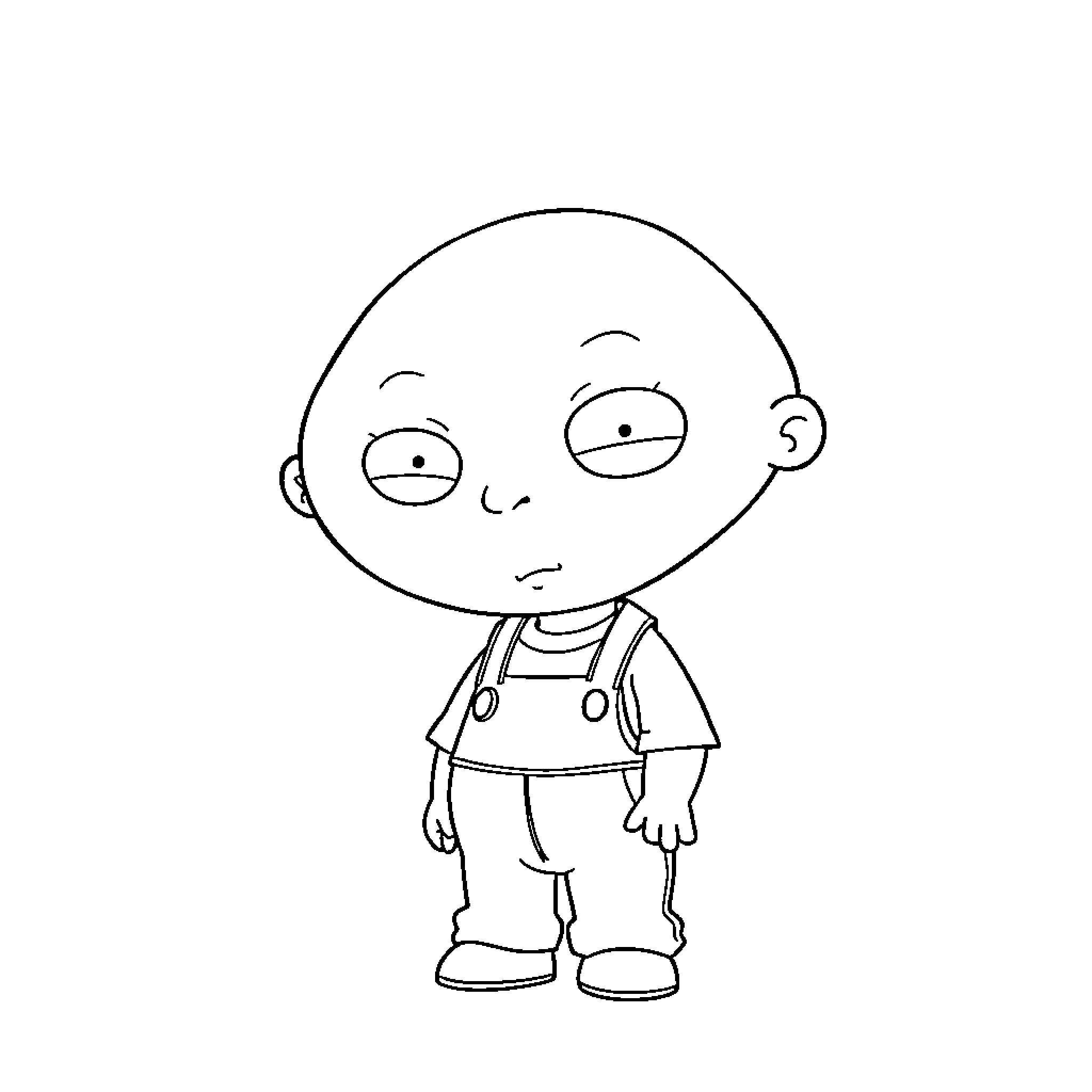 Stewie Griffin in playful mood Coloring Page (free black-and-white line drawing printable PDF for all, from beginners to advanced learners, including children, teens, adults, and seniors)
