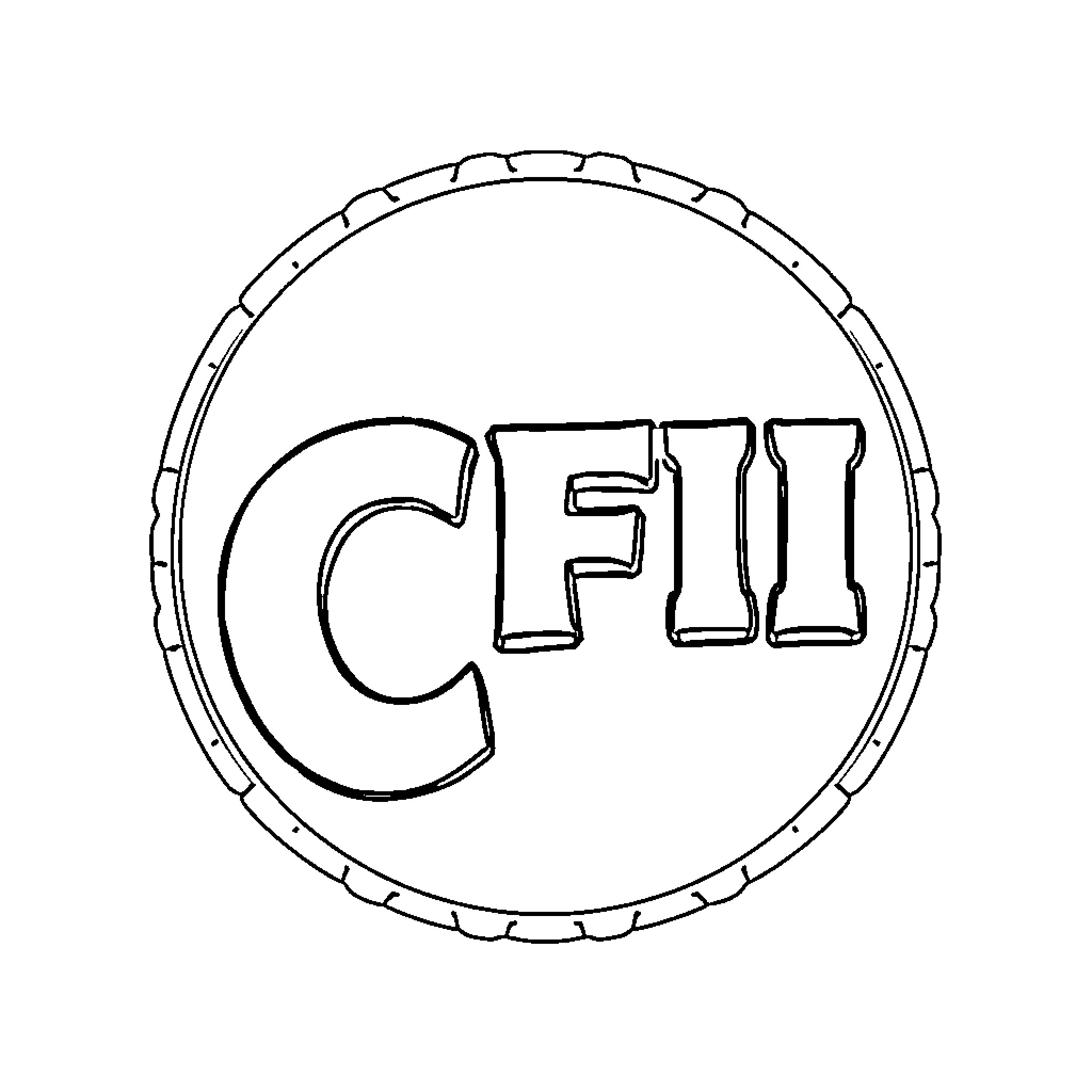 CFI Logo Sketch Coloring Page (free black-and-white line drawing printable PDF for all, from beginners to advanced learners, including children, teens, adults, and seniors)