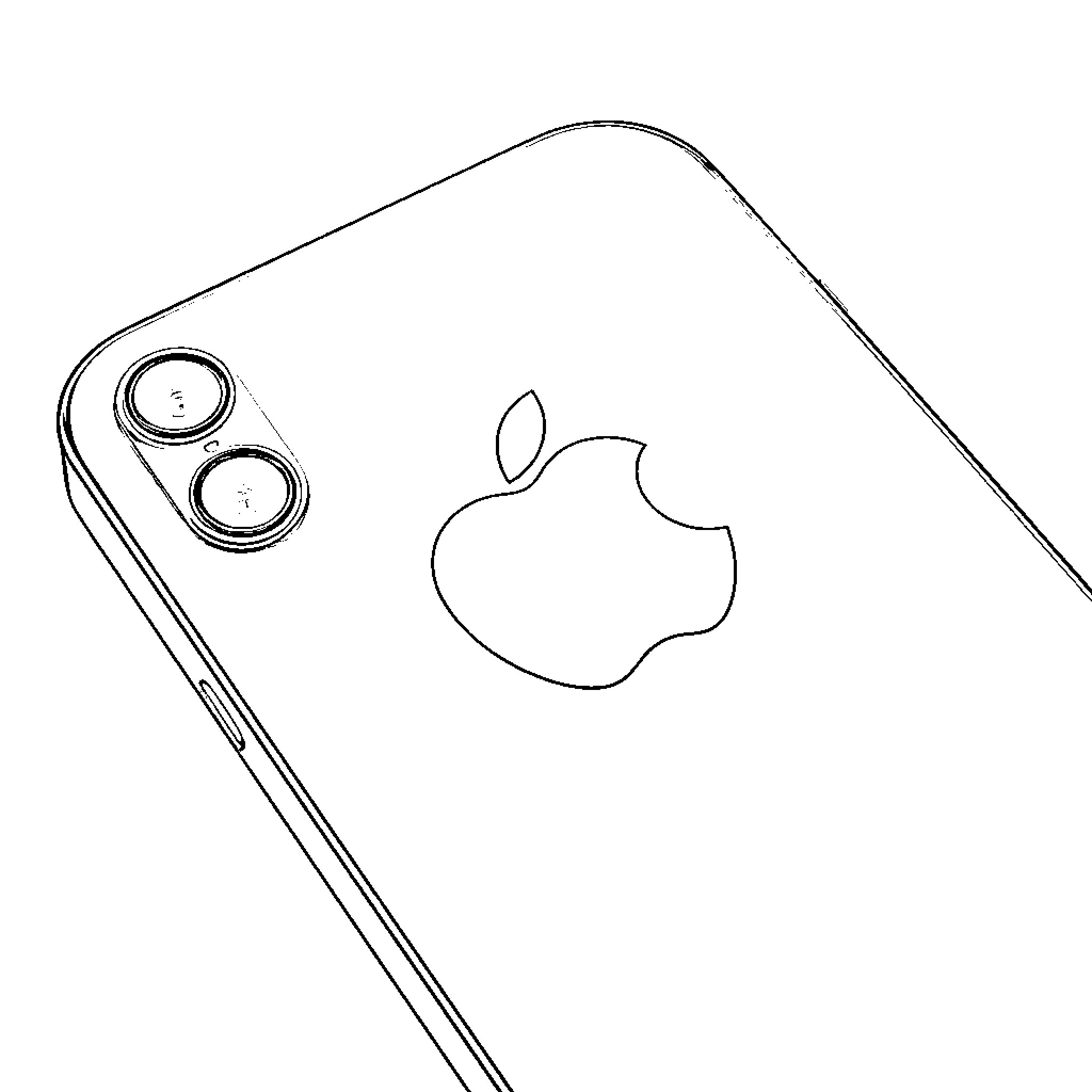 Apple smartphone with camera lens Coloring Page (free black-and-white line drawing printable PDF for all, from beginners to advanced learners, including children, teens, adults, and seniors)
