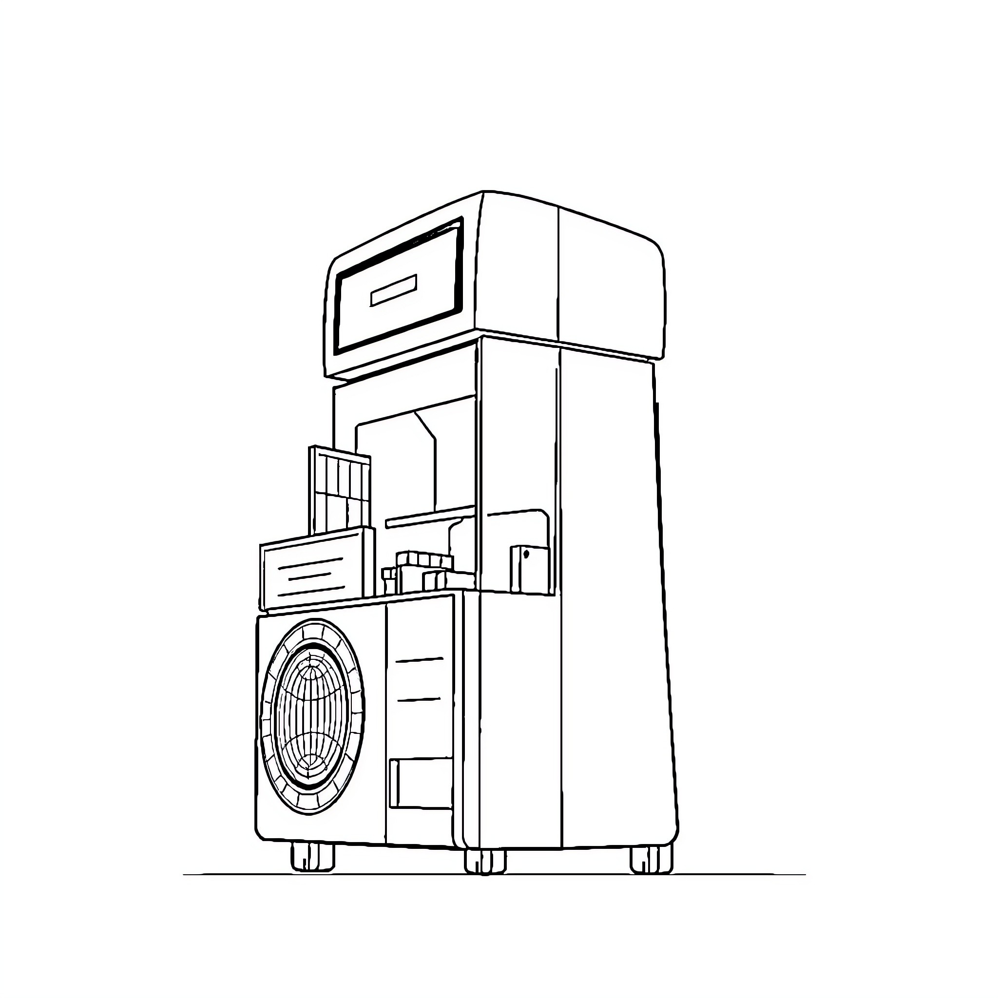 Item displaying modern household appliances Coloring Page (free black-and-white line drawing printable PDF for all, from beginners to advanced learners, including children, teens, adults, and seniors)