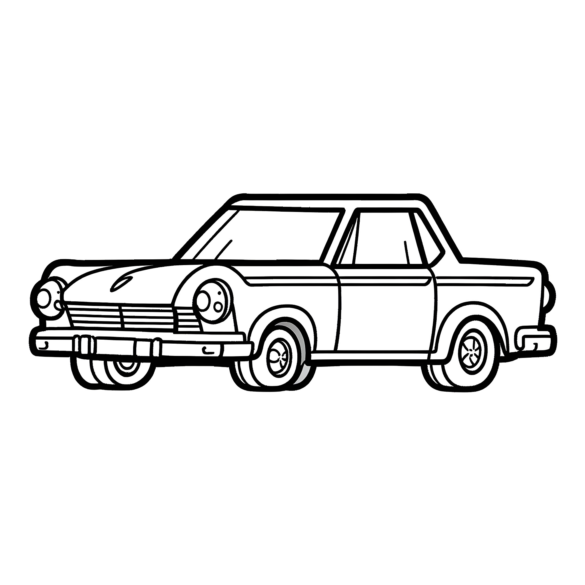Car parked and ready for a drive Coloring Page (free black-and-white line drawing printable PDF for all, from beginners to advanced learners, including children, teens, adults, and seniors)