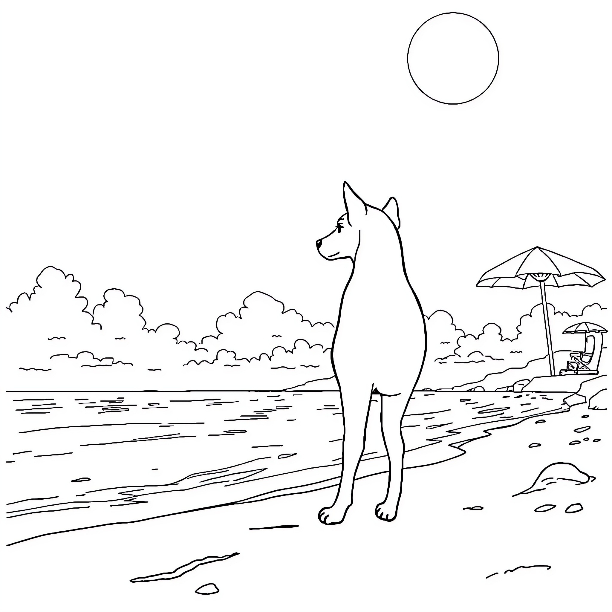 Isagi enjoying a day at the beach Coloring Page (free black-and-white line drawing printable PDF for all, from beginners to advanced learners, including children, teens, adults, and seniors)