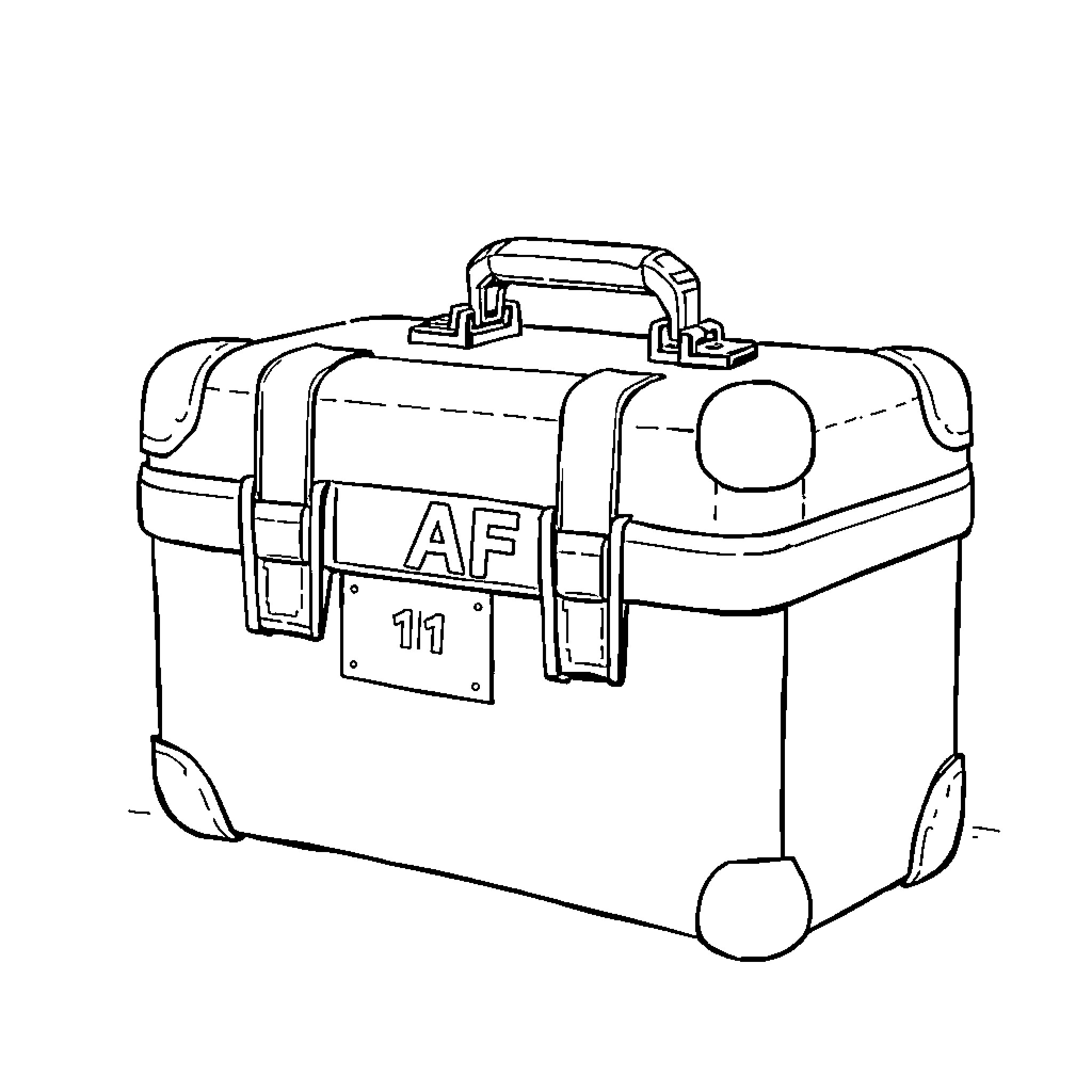 Case of a Portable Utility Box Coloring Page (free black-and-white line drawing printable PDF for all, from beginners to advanced learners, including children, teens, adults, and seniors)