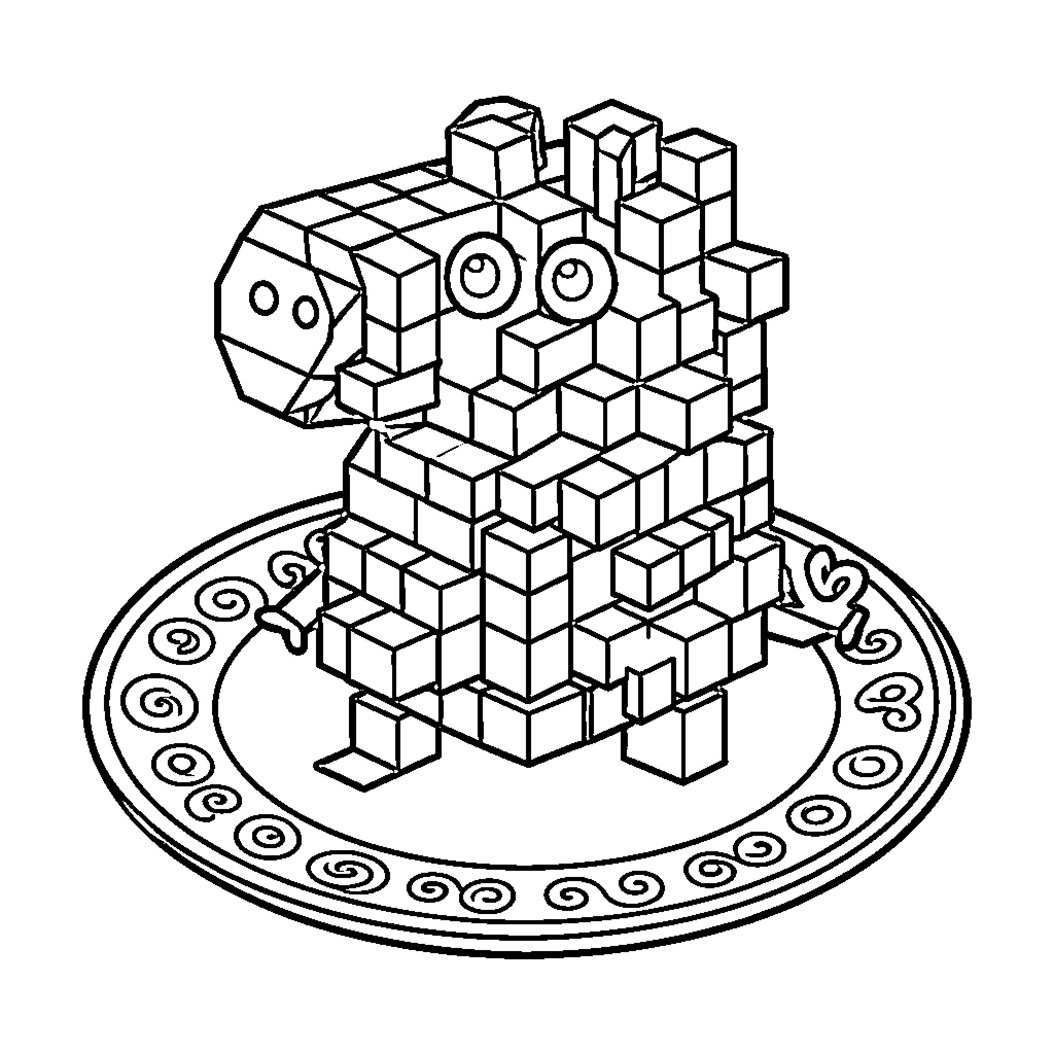 Peppa Pig made of geometric shapes Coloring Page (free black-and-white line drawing printable PDF for all, from beginners to advanced learners, including children, teens, adults, and seniors)
