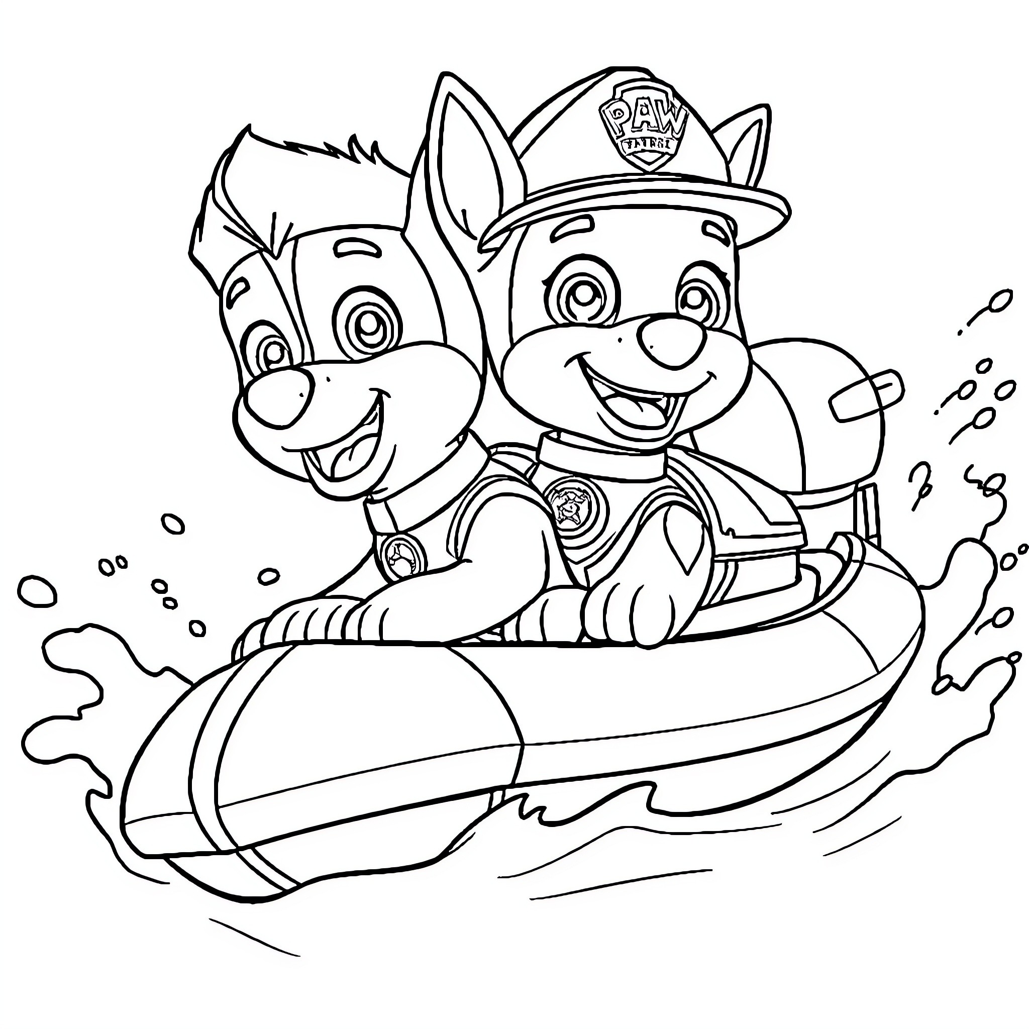 Chase the Paw Patrol pups on their rescue mission Coloring Page (free black-and-white line drawing printable PDF for all, from beginners to advanced learners, including children, teens, adults, and seniors)