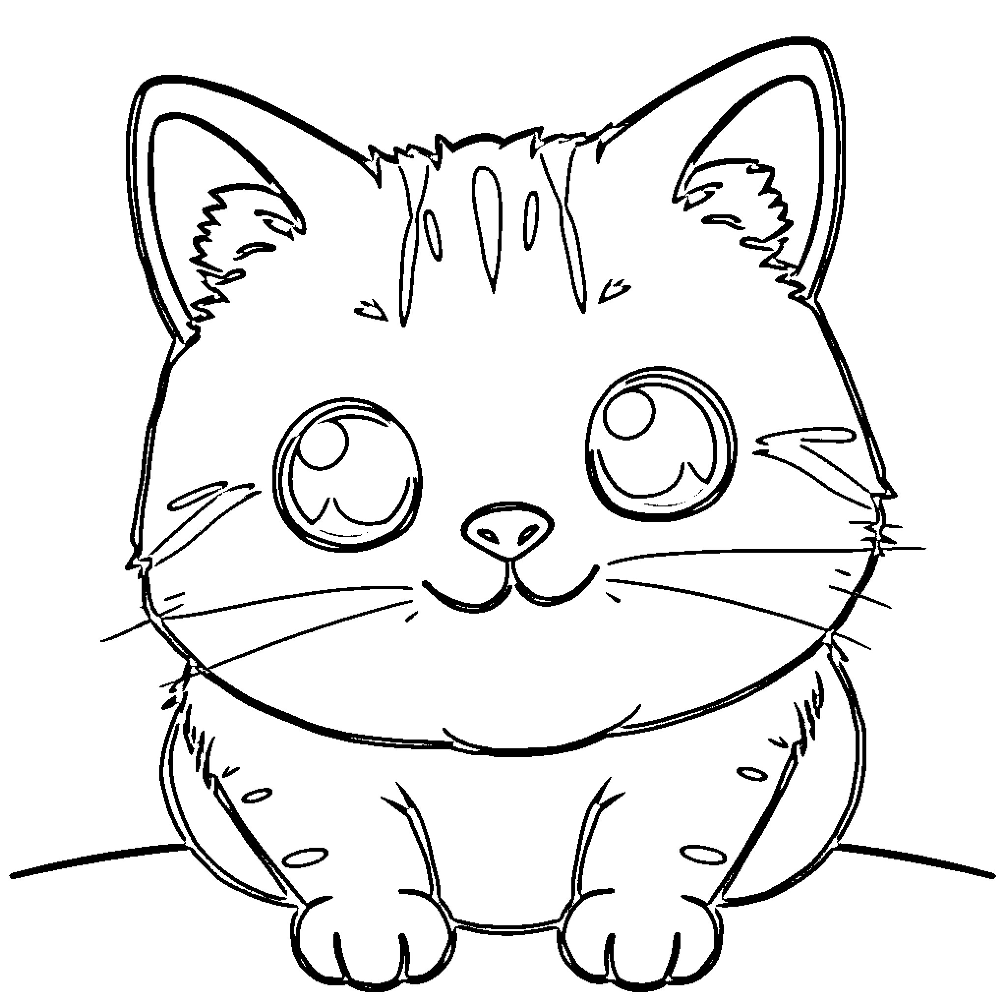 Pusheen cat making a silly face Coloring Page (free black-and-white line drawing printable PDF for all, from beginners to advanced learners, including children, teens, adults, and seniors)