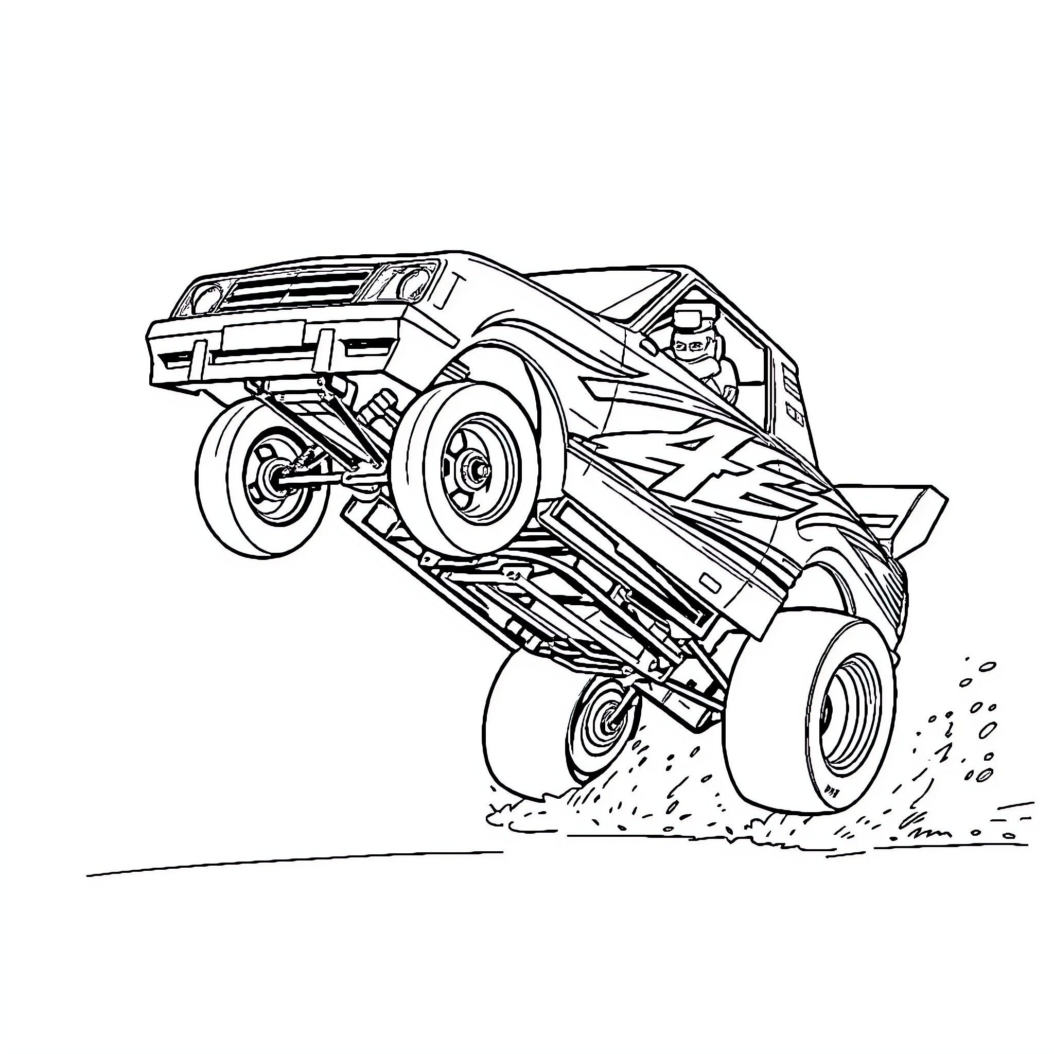 Sprint Car Off-Road Adventure Coloring Page (free black-and-white line drawing printable PDF for all, from beginners to advanced learners, including children, teens, adults, and seniors)