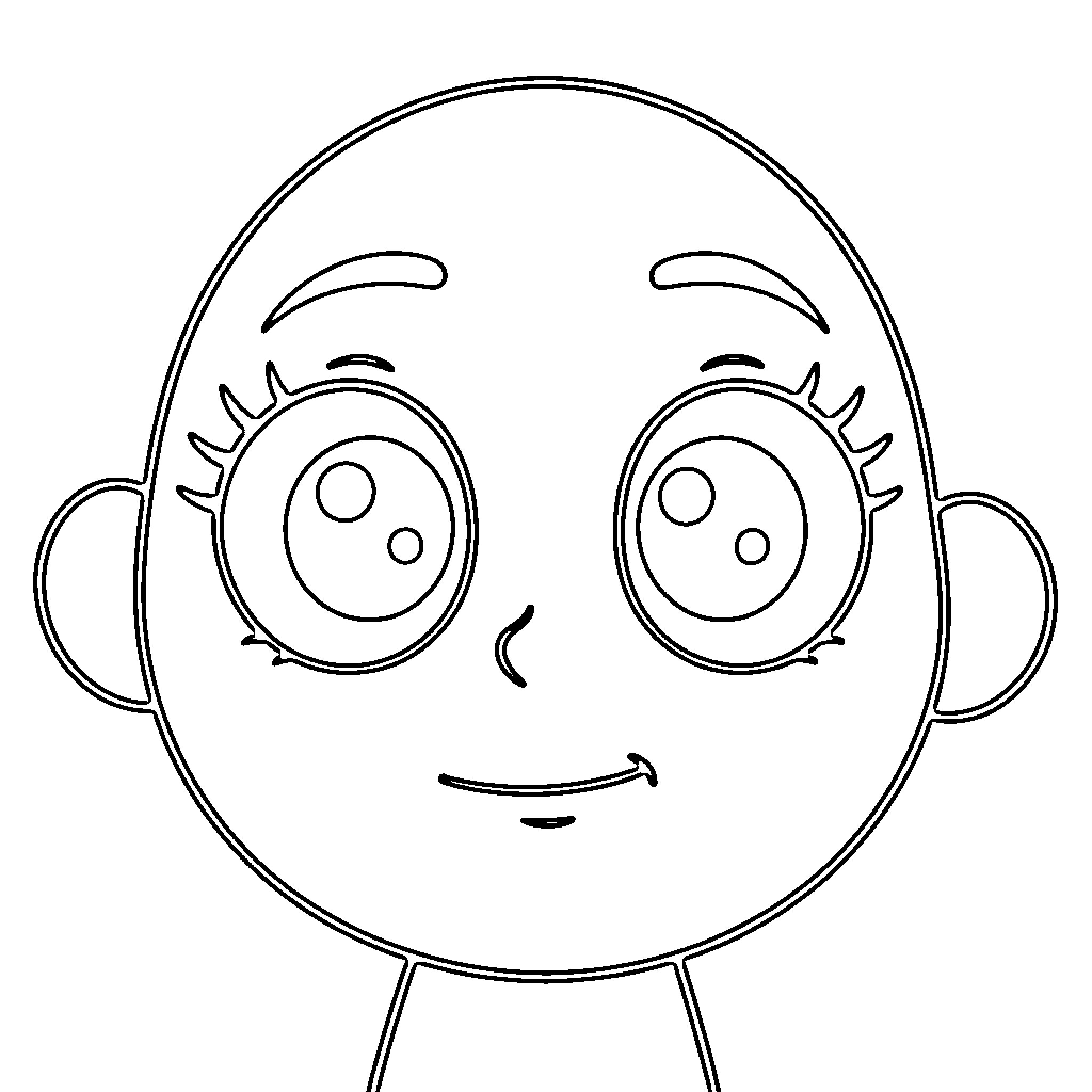 Anime Face with wide eyes and a small smile Coloring Page (free black-and-white line drawing printable PDF for all, from beginners to advanced learners, including children, teens, adults, and seniors)