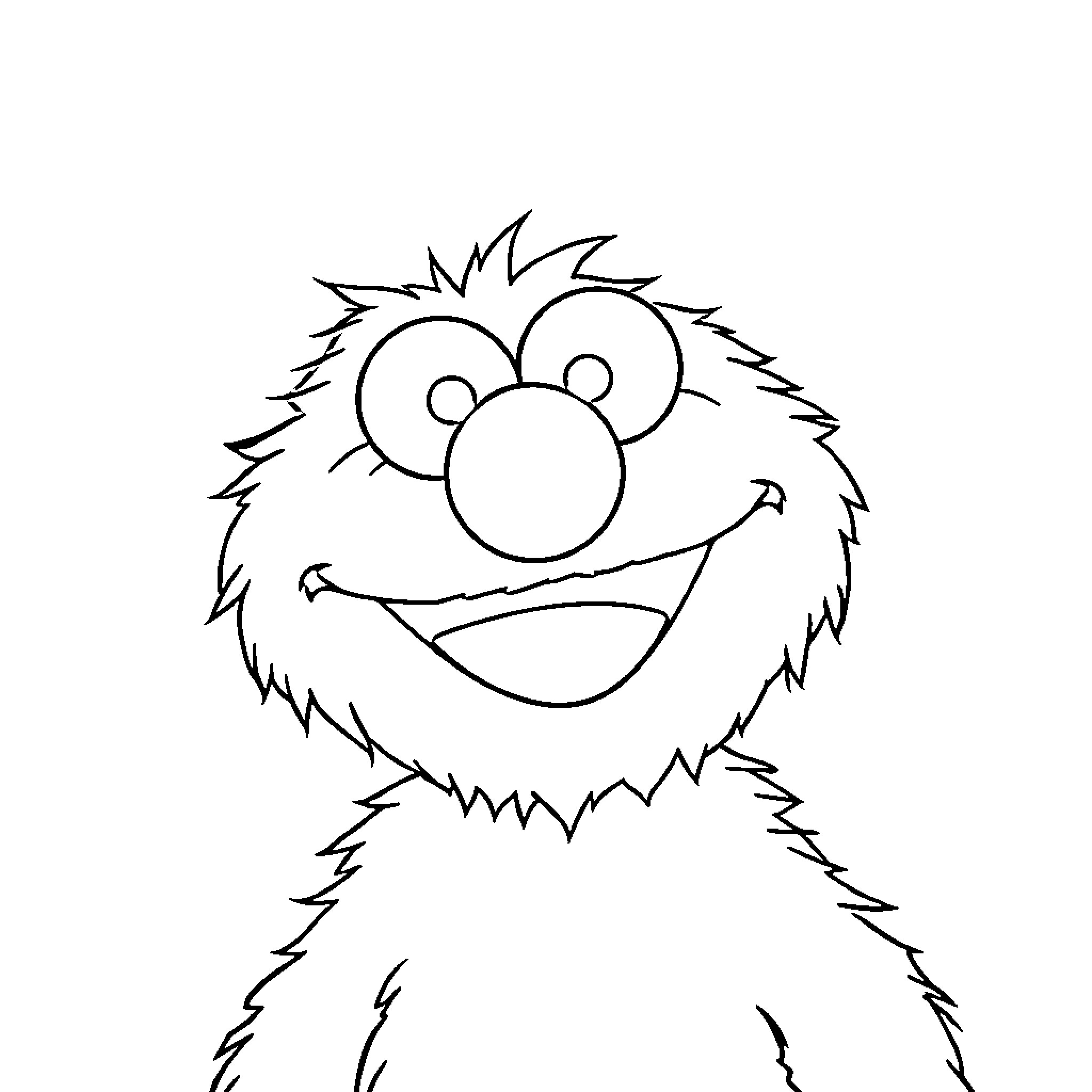 Elmo's Silly Expressions and Fuzzy Antics Coloring Page (free black-and-white line drawing printable PDF for all, from beginners to advanced learners, including children, teens, adults, and seniors)