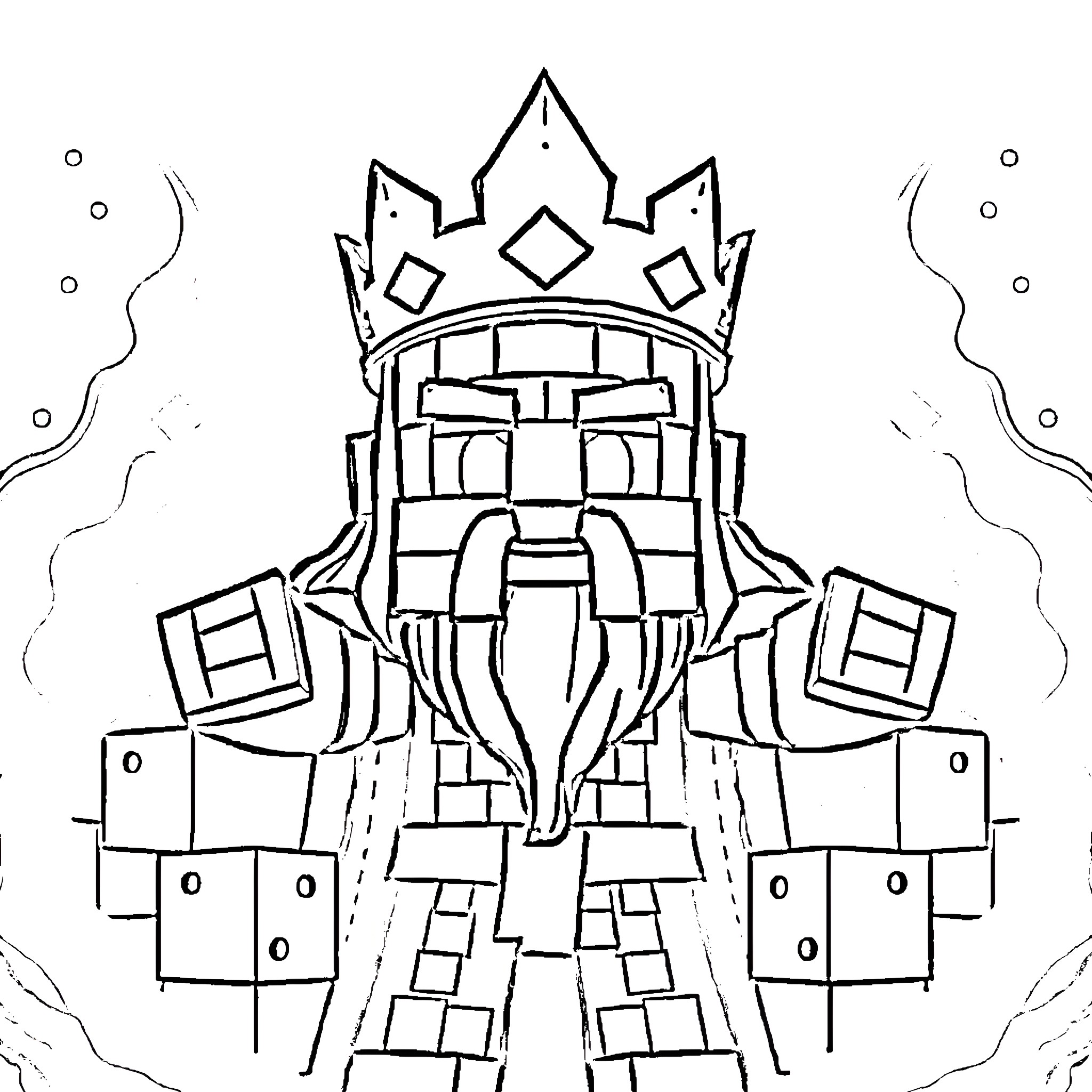 Element God wielding cosmic power in abstract realm Coloring Page (free black-and-white line drawing printable PDF for all, from beginners to advanced learners, including children, teens, adults, and seniors)