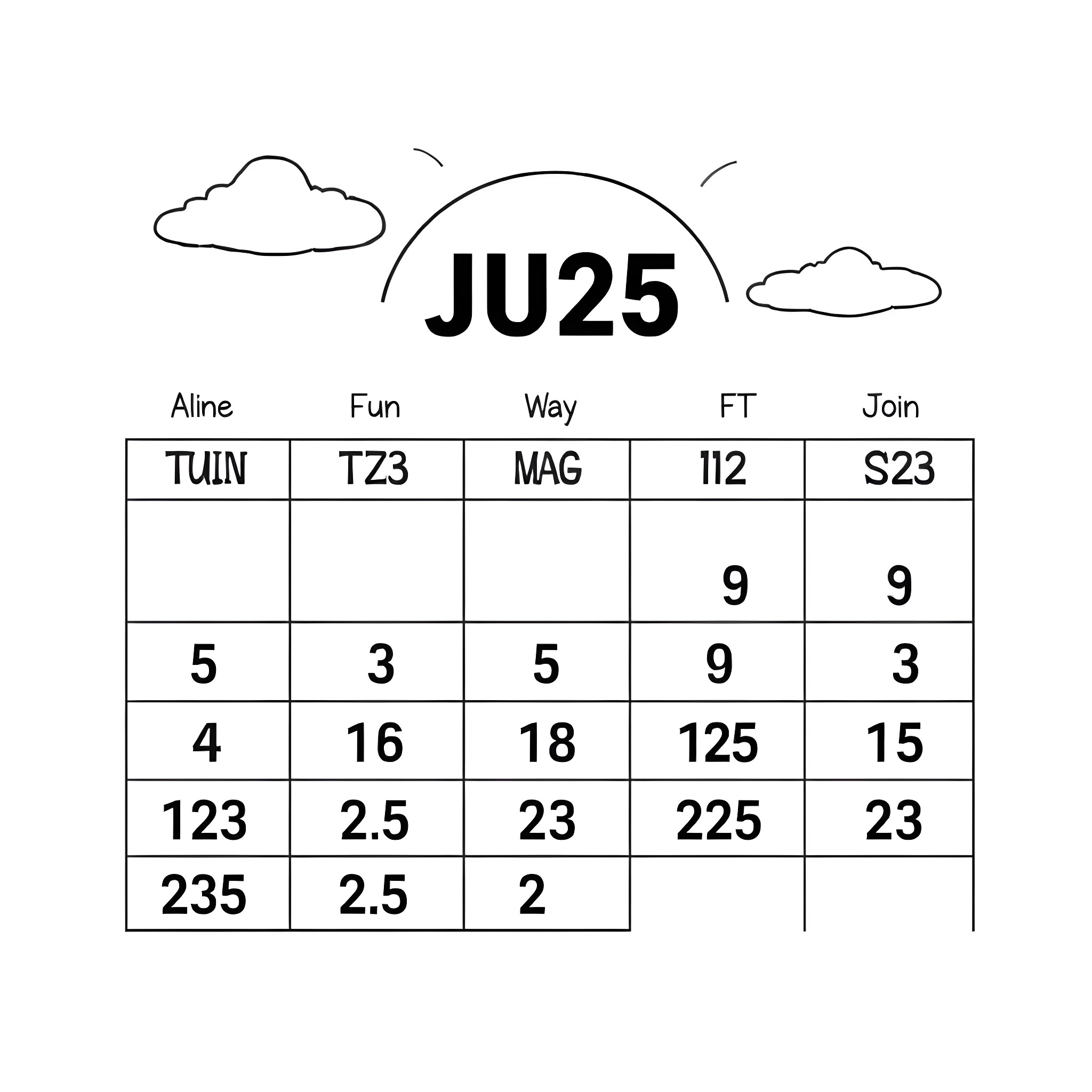 Calendar of travel schedule and info Coloring Page (free black-and-white line drawing printable PDF for all, from beginners to advanced learners, including children, teens, adults, and seniors)