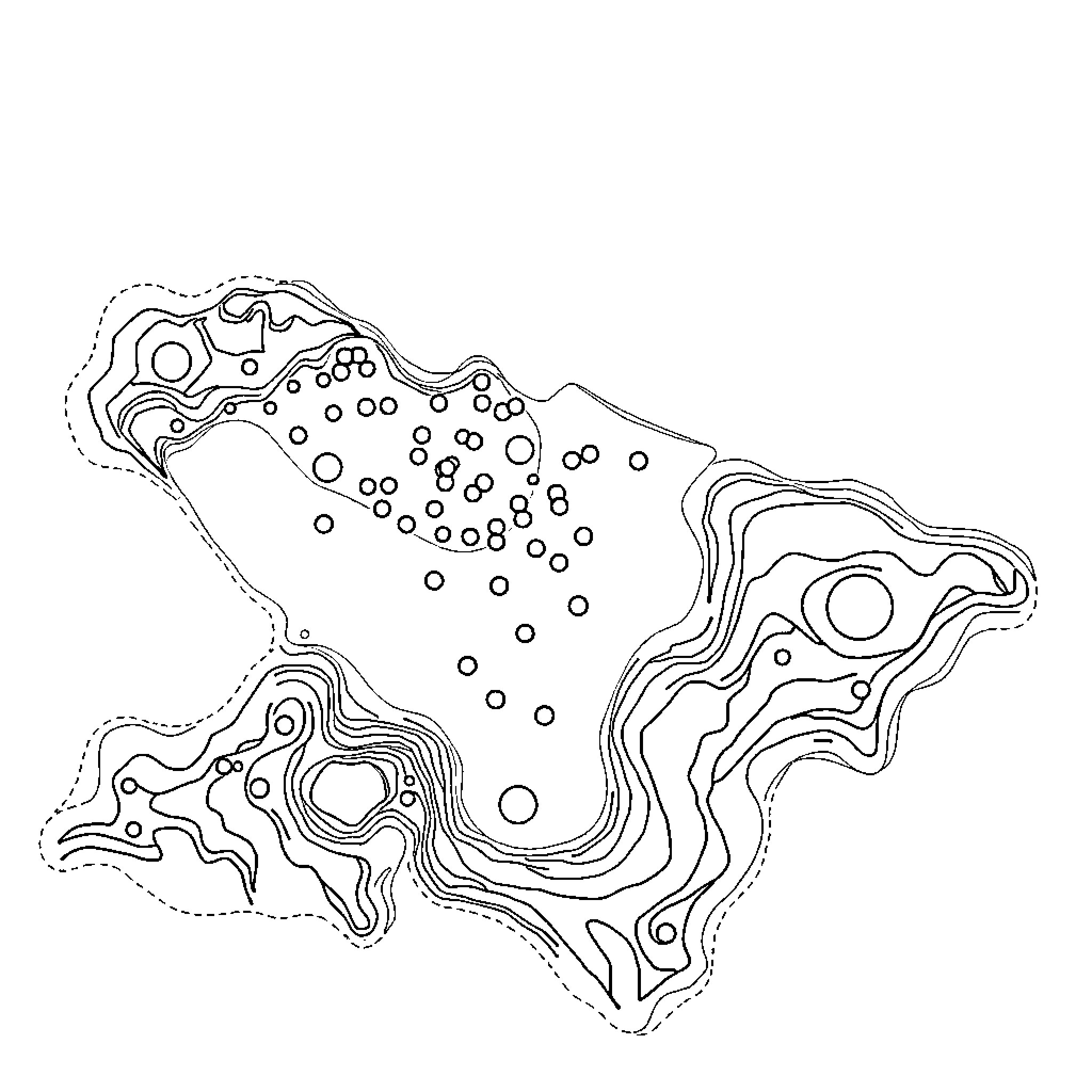 Spot abstract organic shapes with dotted patterns Coloring Page (free black-and-white line drawing printable PDF for all, from beginners to advanced learners, including children, teens, adults, and seniors)