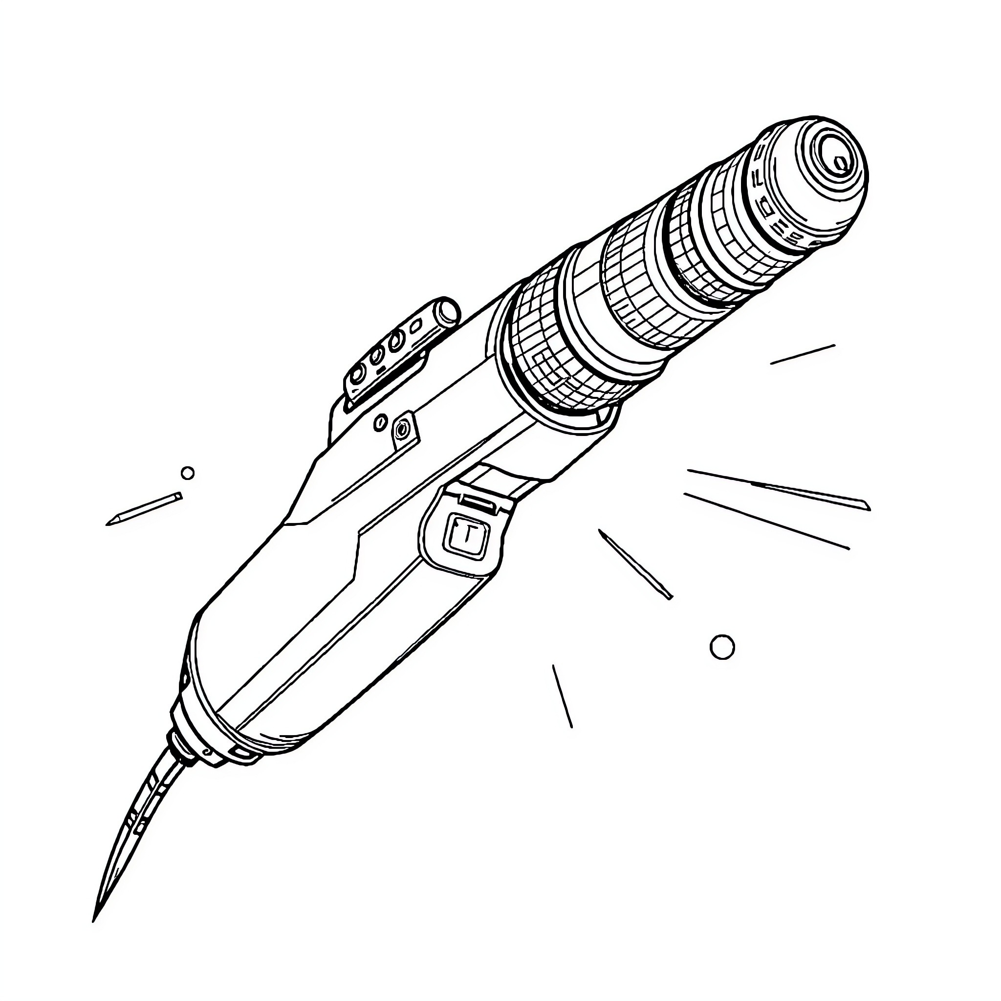 Inyección de una herramienta de construcción Coloring Page (free black-and-white line drawing printable PDF for all, from beginners to advanced learners, including children, teens, adults, and seniors)