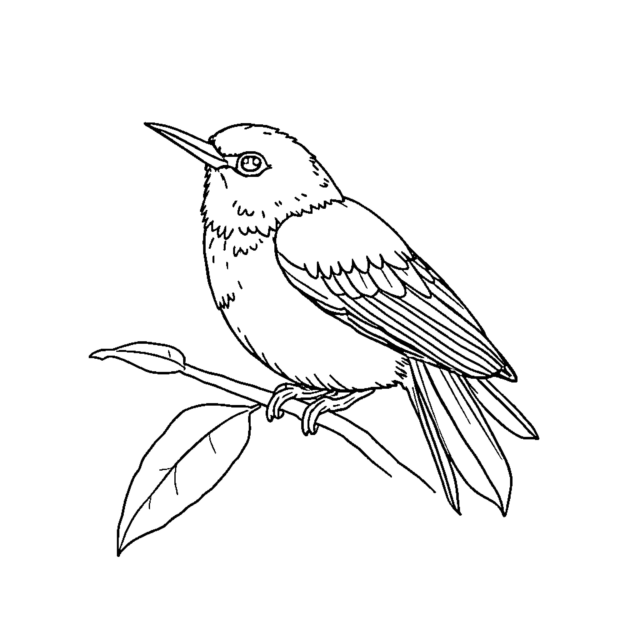 Banana perched on a branch Coloring Page (free black-and-white line drawing printable PDF for all, from beginners to advanced learners, including children, teens, adults, and seniors)