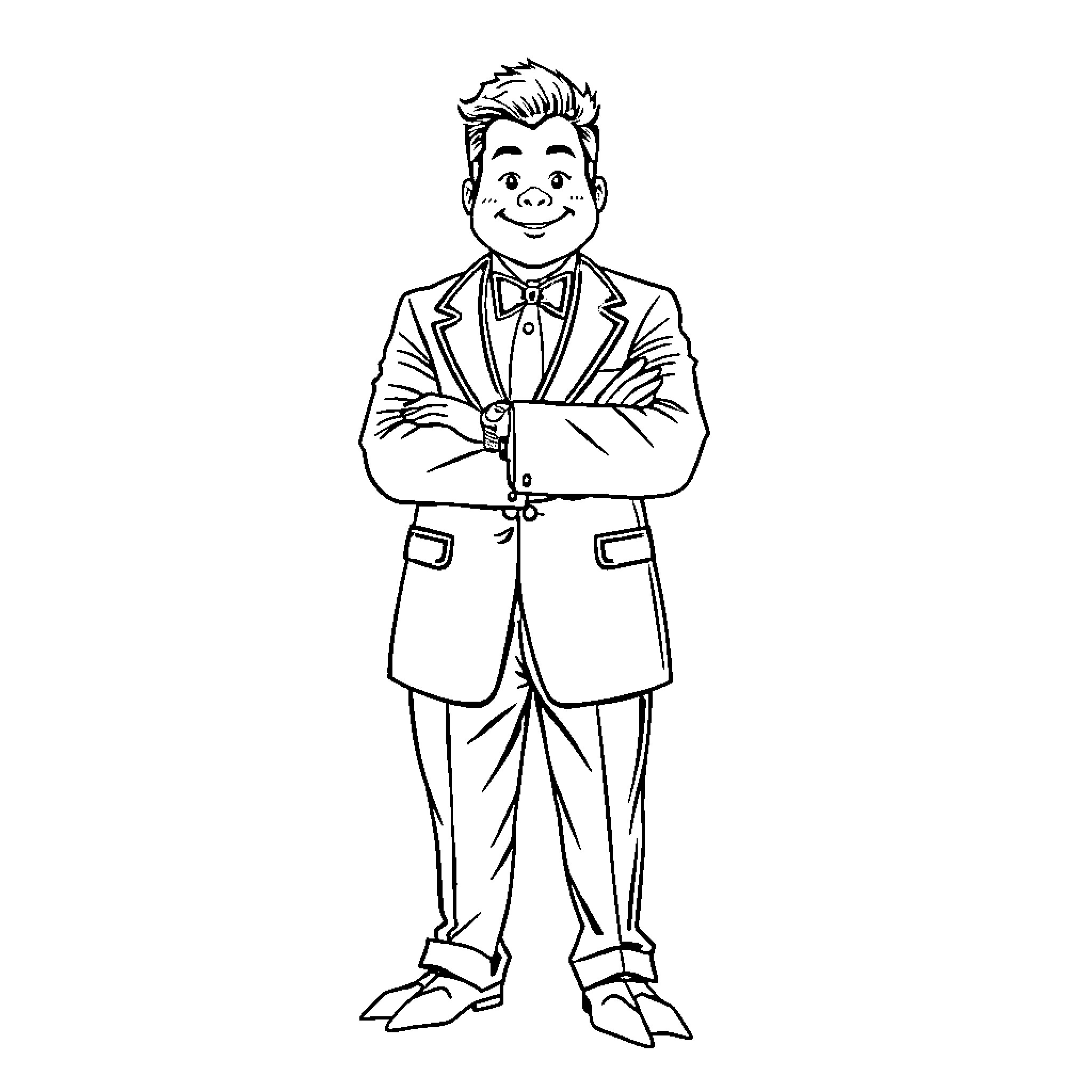 Jinggoy Estrada in a formal suit with a confident stance Coloring Page (free black-and-white line drawing printable PDF for all, from beginners to advanced learners, including children, teens, adults, and seniors)