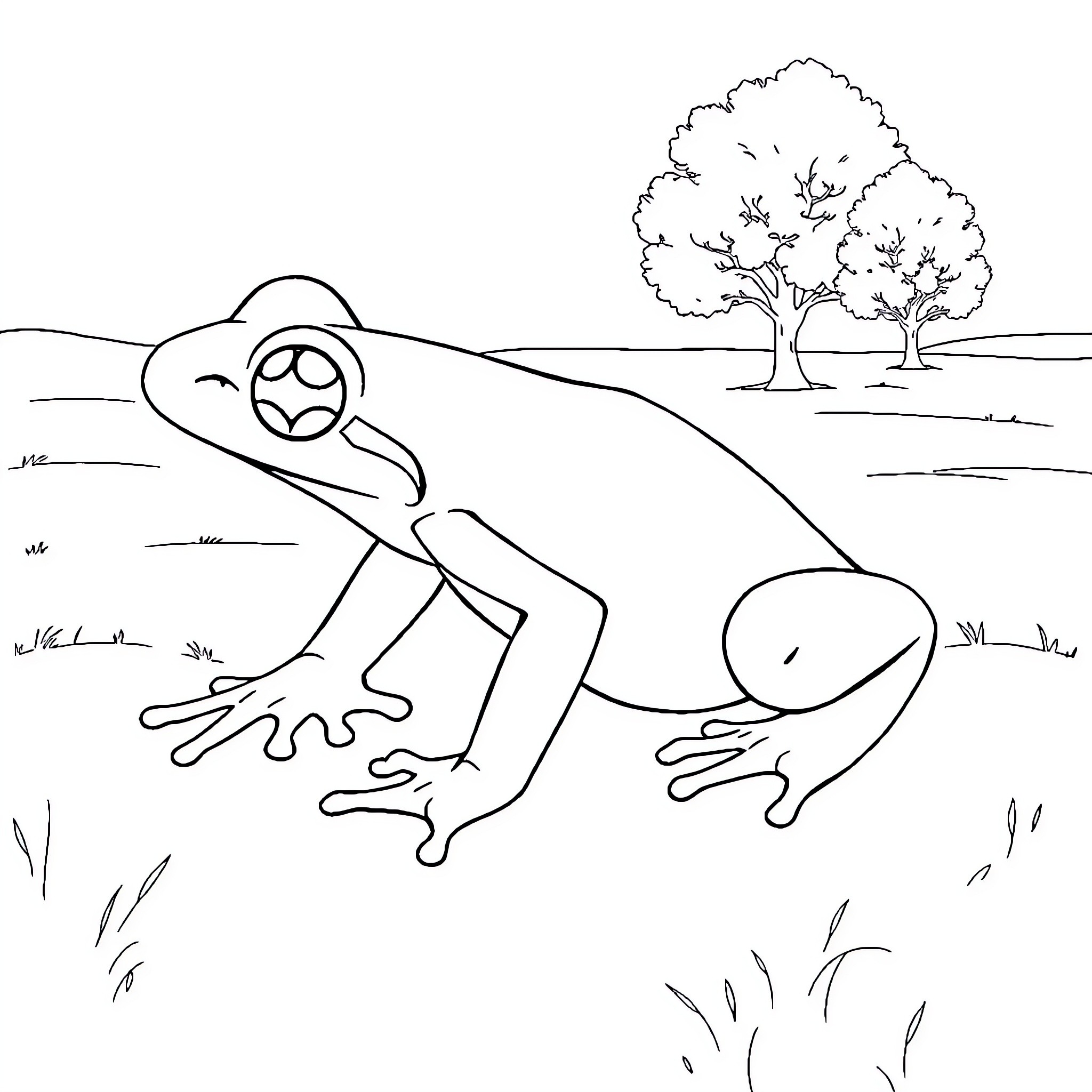 Golden Poison Frog resting in nature's tranquil setting Coloring Page (free black-and-white line drawing printable PDF for all, from beginners to advanced learners, including children, teens, adults, and seniors)