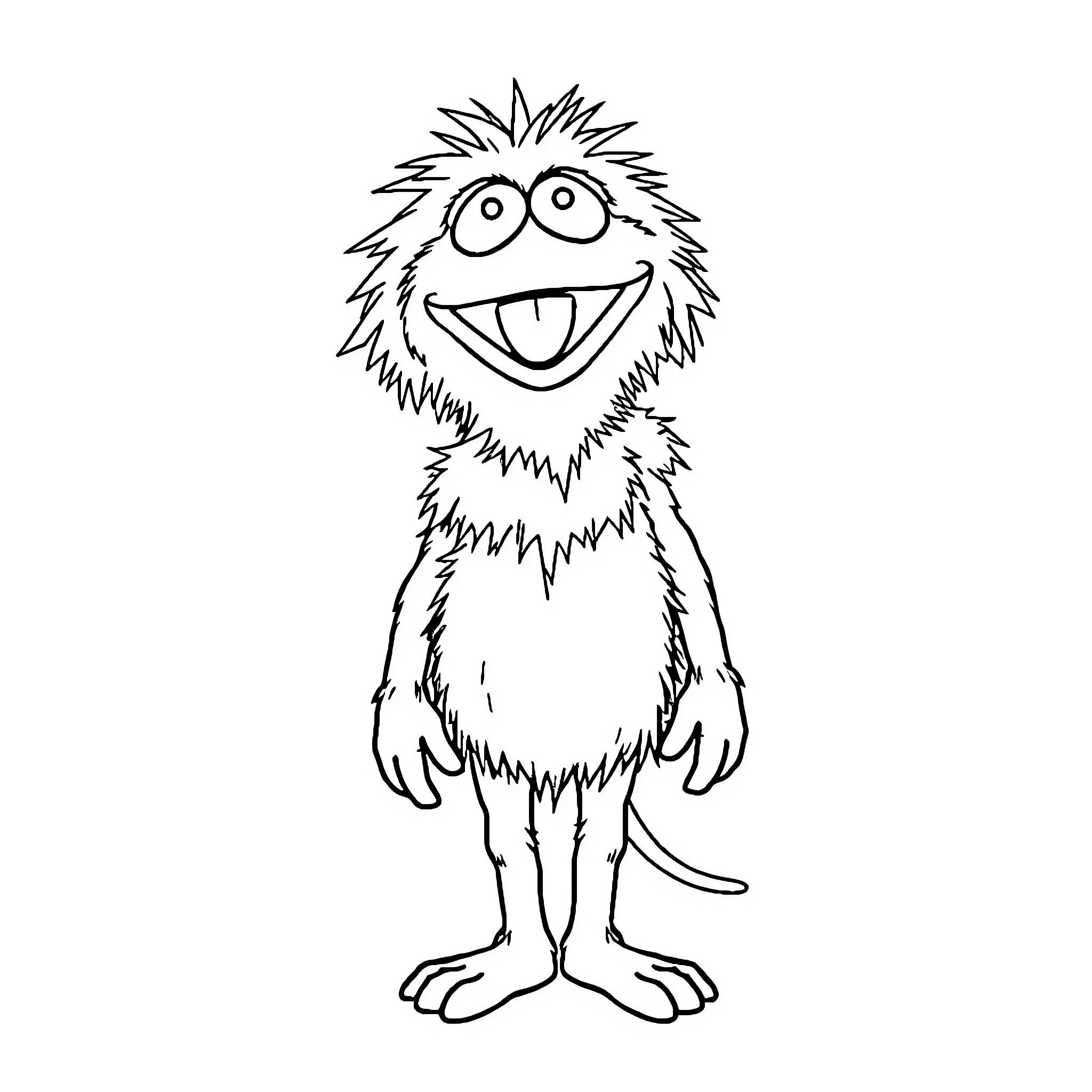 Animal with wide-eyed, happy expression Coloring Page (free black-and-white line drawing printable PDF for all, from beginners to advanced learners, including children, teens, adults, and seniors)