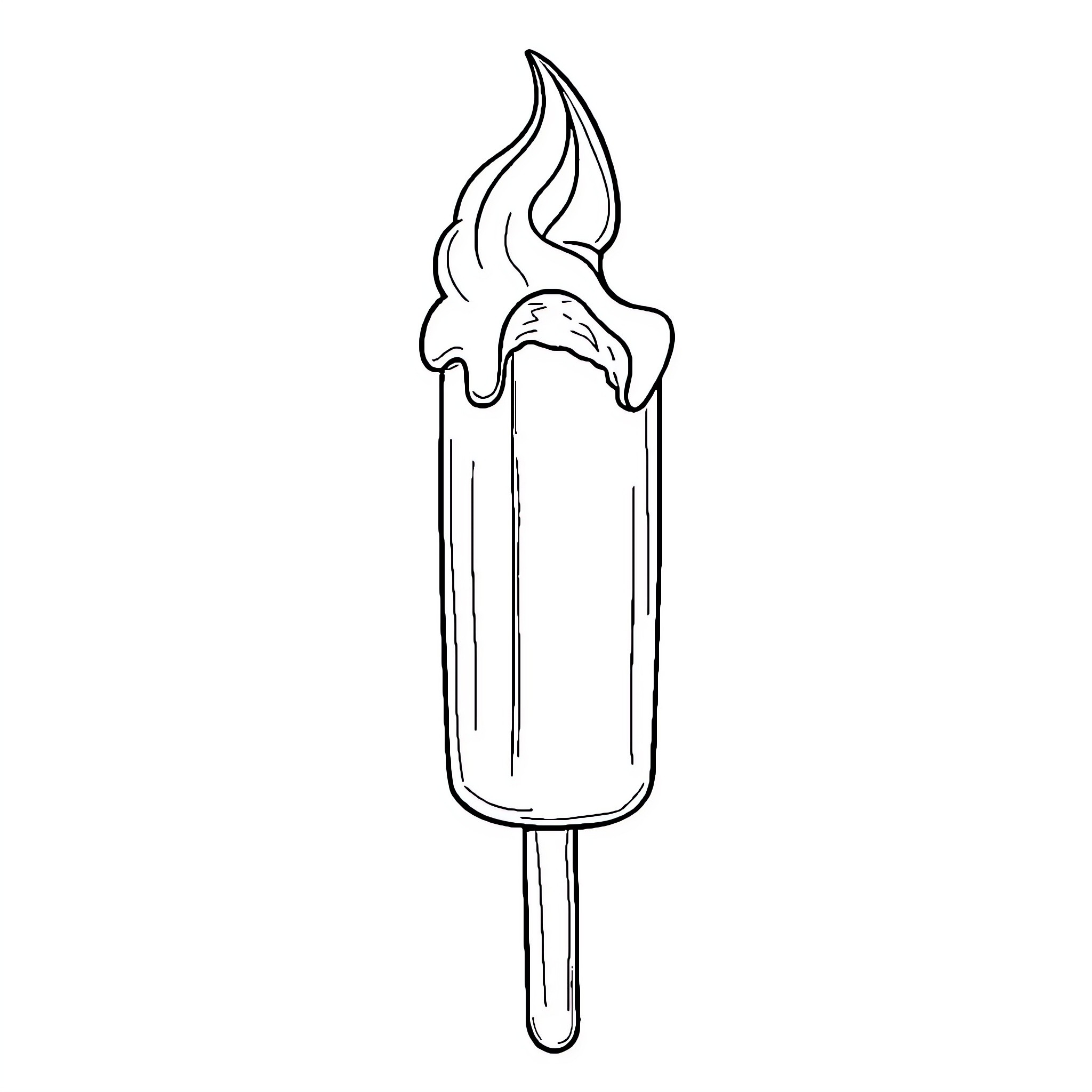 Ice Cream Popsicle on Stick Coloring Page (free black-and-white line drawing printable PDF for all, from beginners to advanced learners, including children, teens, adults, and seniors)