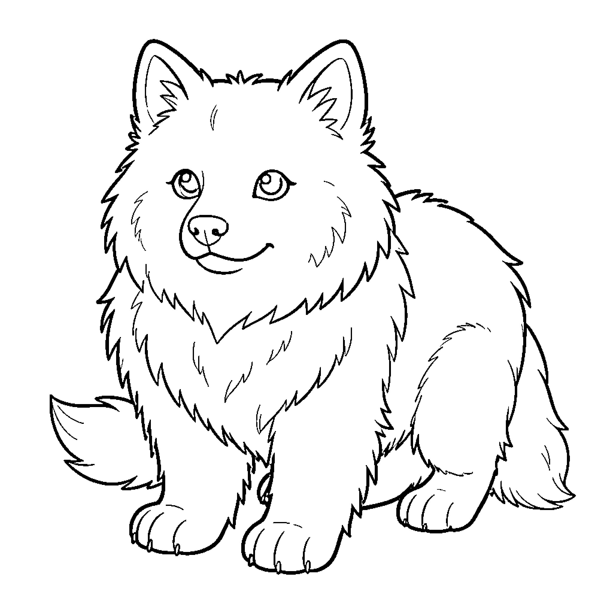 Furry canine companion in simple outline Coloring Page (free black-and-white line drawing printable PDF for all, from beginners to advanced learners, including children, teens, adults, and seniors)