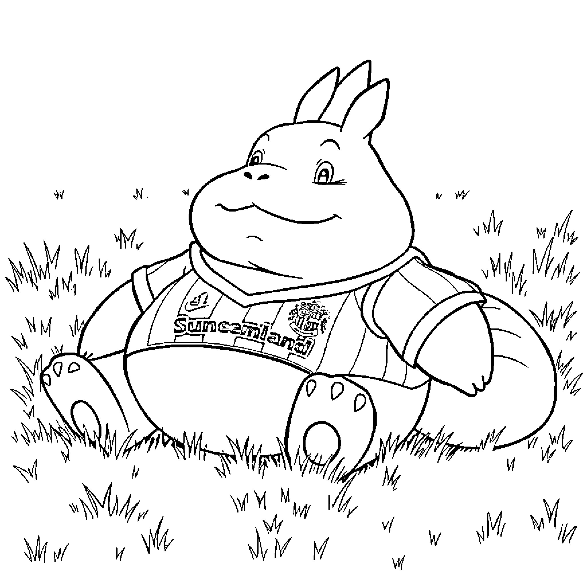 Snorlax taking a nap in the grass Coloring Page (free black-and-white line drawing printable PDF for all, from beginners to advanced learners, including children, teens, adults, and seniors)