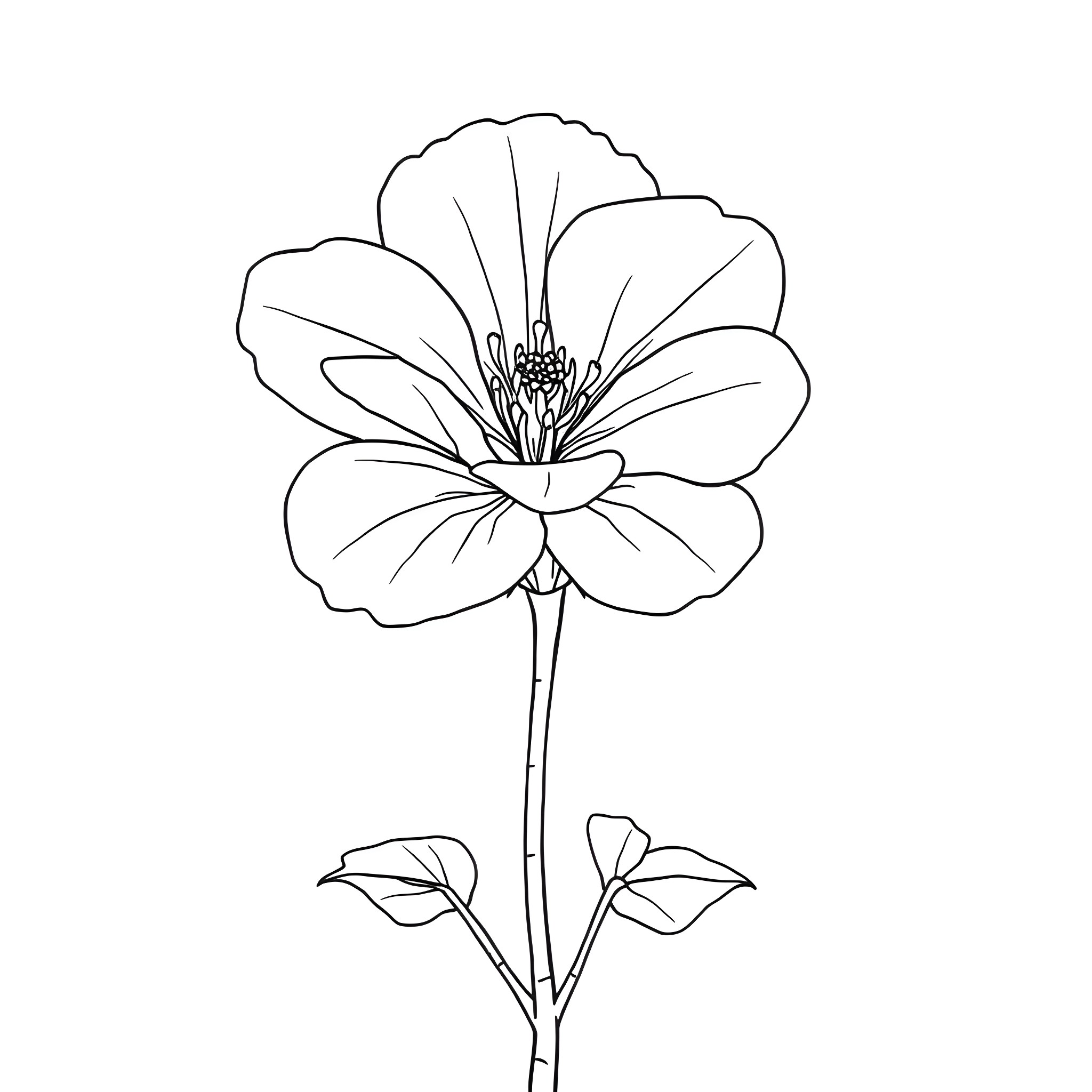 Nasturtium flower in simple line art style Coloring Page (free black-and-white line drawing printable PDF for all, from beginners to advanced learners, including children, teens, adults, and seniors)