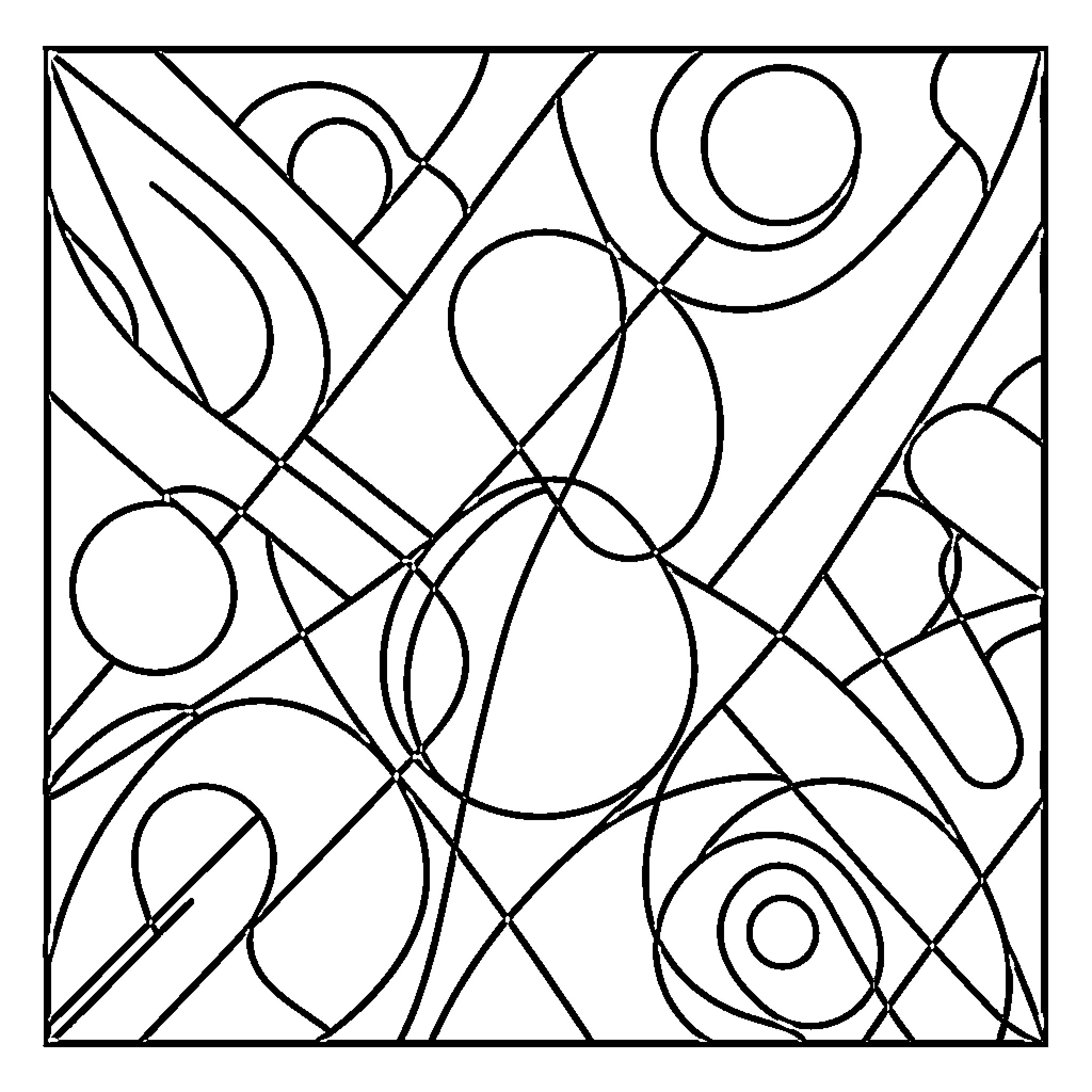 Abstract Art with flowing organic lines and shapes Coloring Page (free black-and-white line drawing printable PDF for all, from beginners to advanced learners, including children, teens, adults, and seniors)