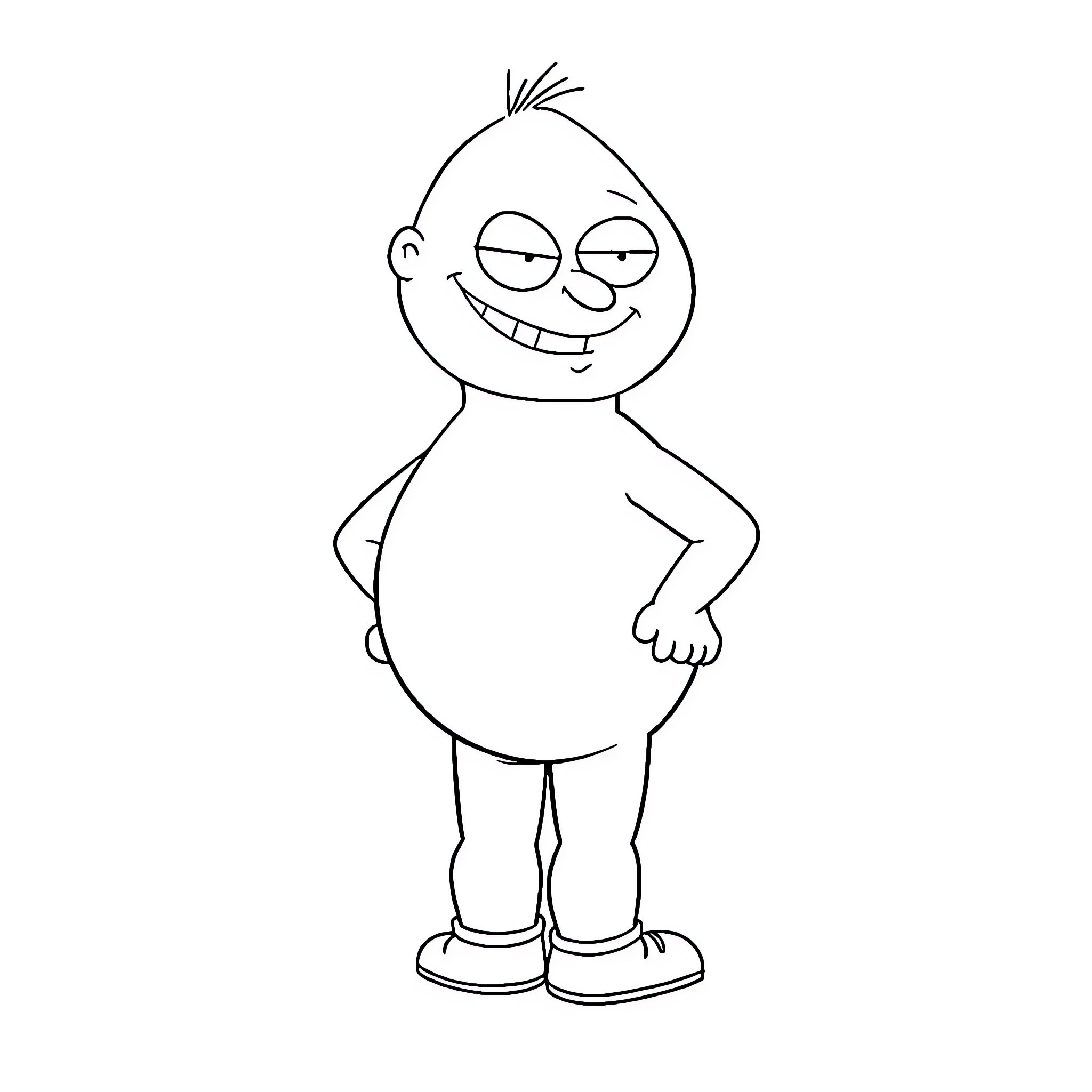 Stewie Griffin's Mischievous Grin Coloring Page (free black-and-white line drawing printable PDF for all, from beginners to advanced learners, including children, teens, adults, and seniors)