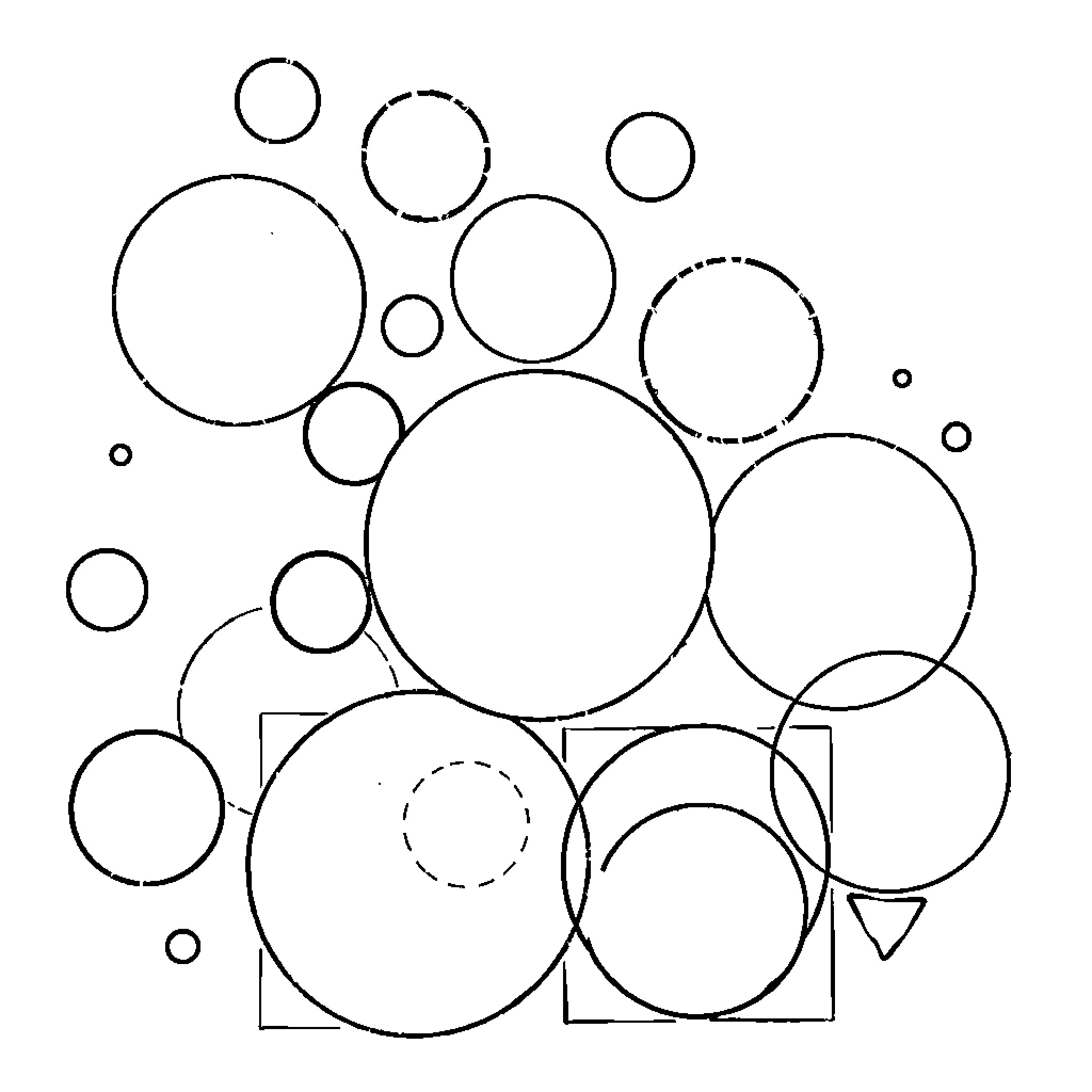 Shape Formations of Overlapping Circles Coloring Page (free black-and-white line drawing printable PDF for all, from beginners to advanced learners, including children, teens, adults, and seniors)