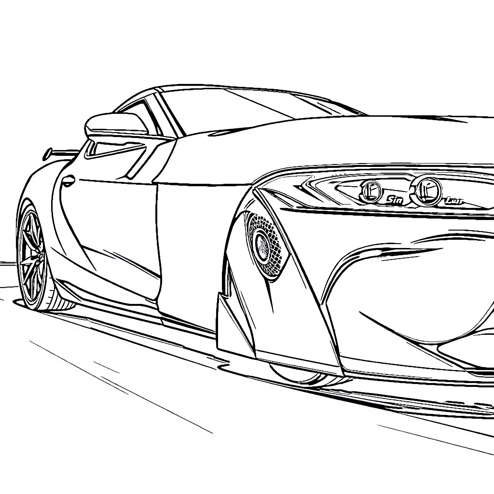 Toyota Supra speeding on the road Coloring Page (free black-and-white line drawing printable PDF for all, from beginners to advanced learners, including children, teens, adults, and seniors)