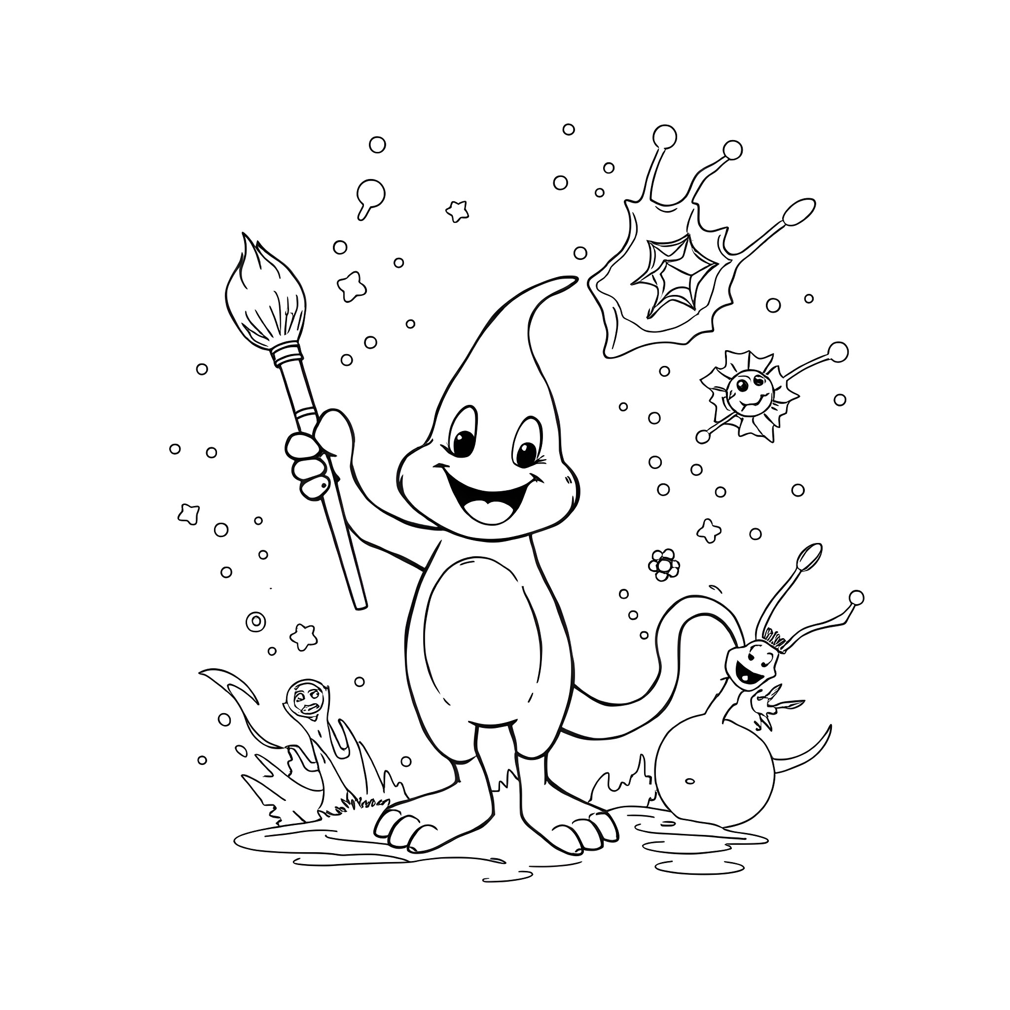 Figment's Whimsical Enchantment Coloring Page (free black-and-white line drawing printable PDF for all, from beginners to advanced learners, including children, teens, adults, and seniors)