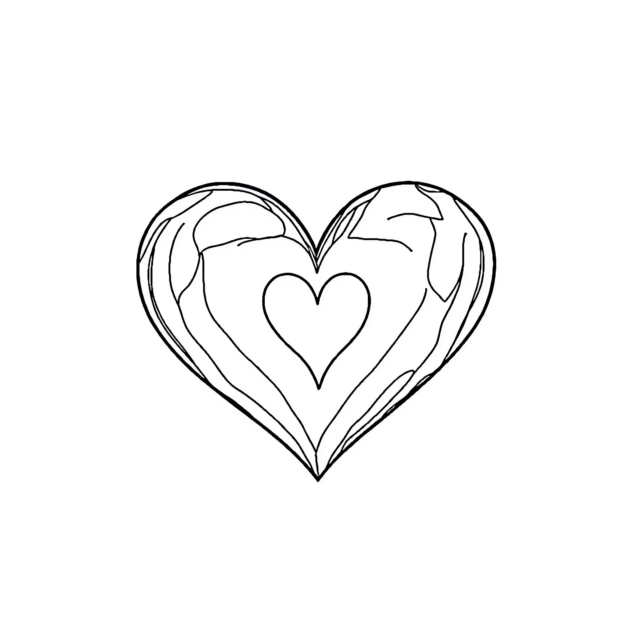 Heart Shaped with Overlapping Layers Coloring Page (free black-and-white line drawing printable PDF for all, from beginners to advanced learners, including children, teens, adults, and seniors)