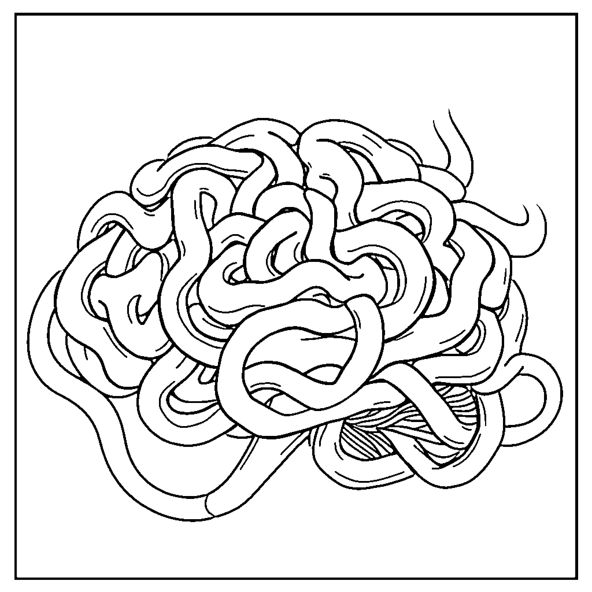 Brain Visualized Through Abstract Shapes and Patterns Coloring Page (free black-and-white line drawing printable PDF for all, from beginners to advanced learners, including children, teens, adults, and seniors)