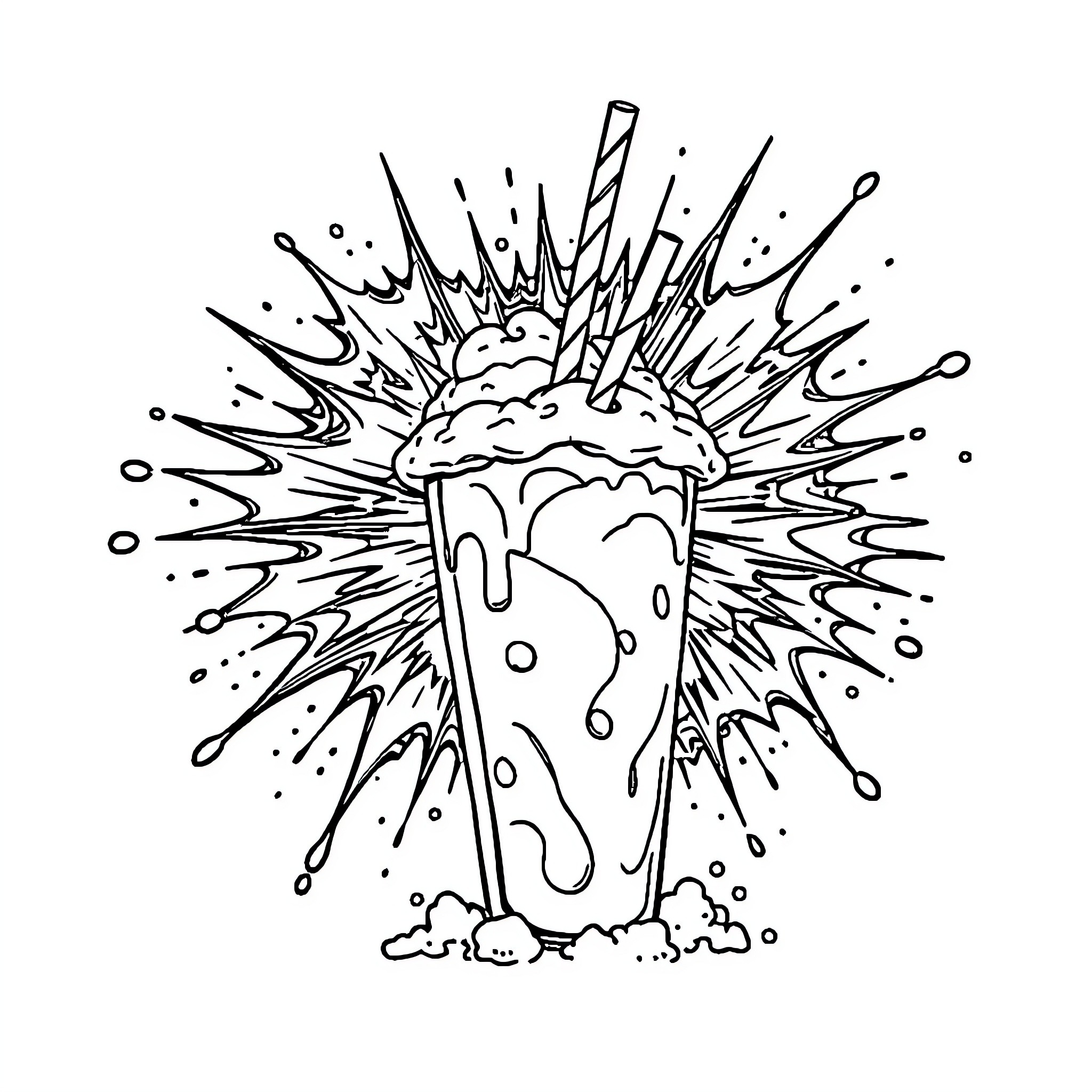Master Shake's Explosive Ice Cream Sundae Coloring Page (free black-and-white line drawing printable PDF for all, from beginners to advanced learners, including children, teens, adults, and seniors)