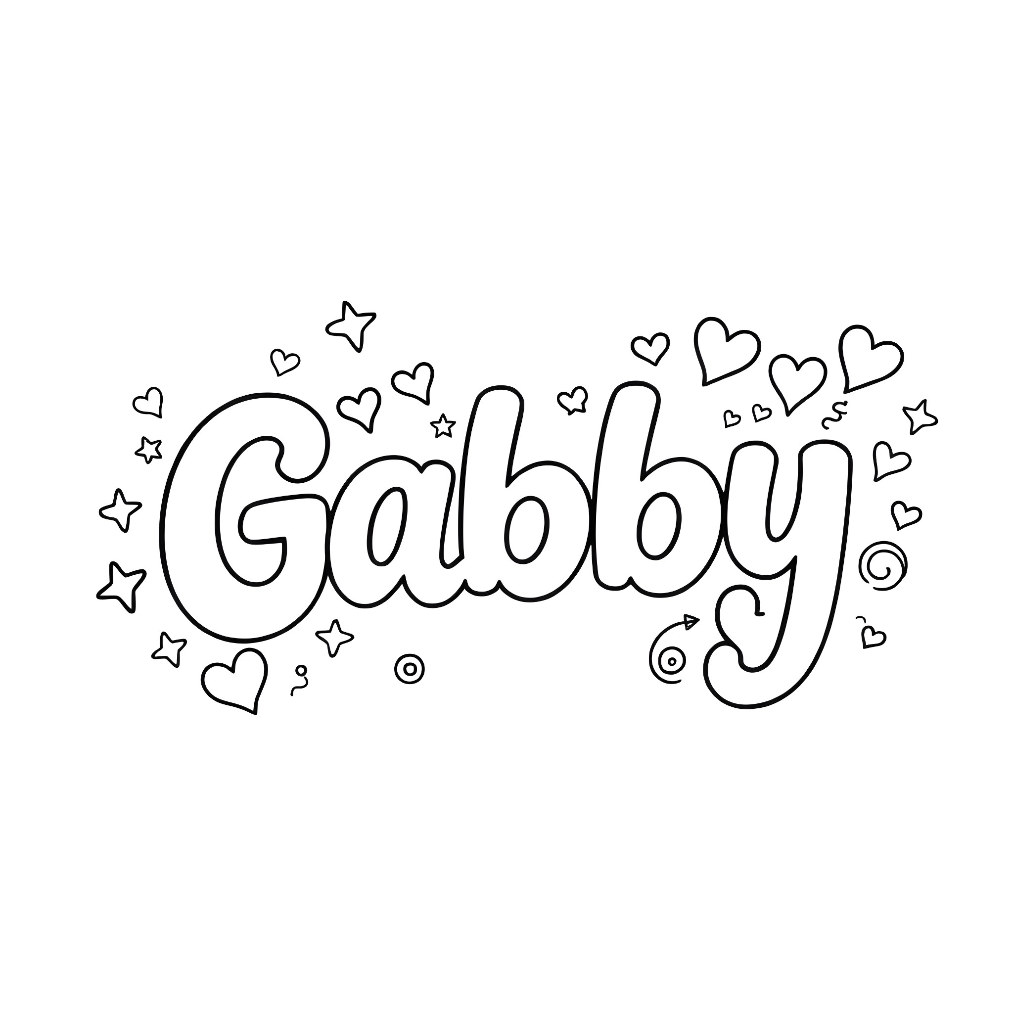 Gabby's Heartfelt Expression Coloring Page (free black-and-white line drawing printable PDF for all, from beginners to advanced learners, including children, teens, adults, and seniors)