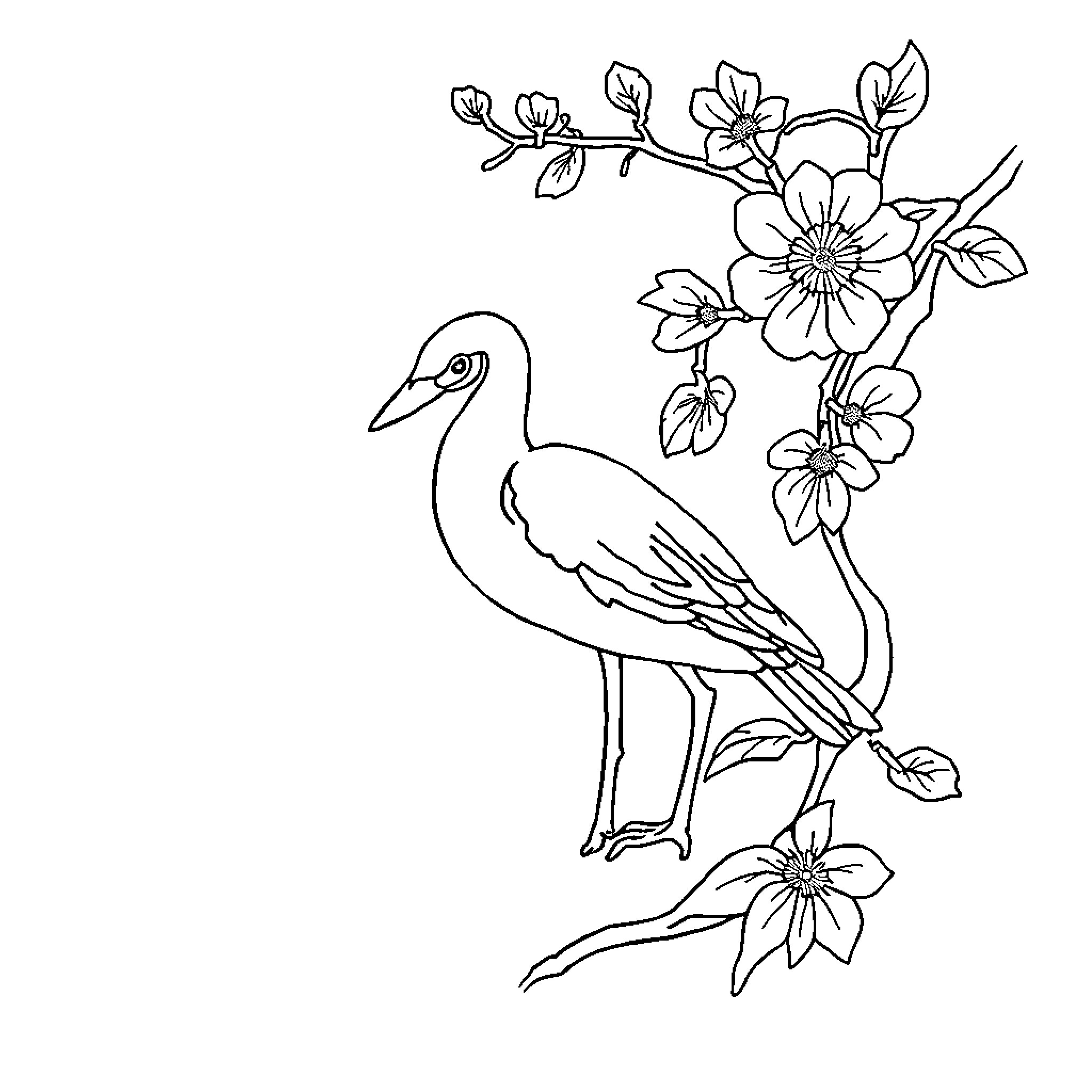 Cat with Floral Backdrop Coloring Page (free black-and-white line drawing printable PDF for all, from beginners to advanced learners, including children, teens, adults, and seniors)