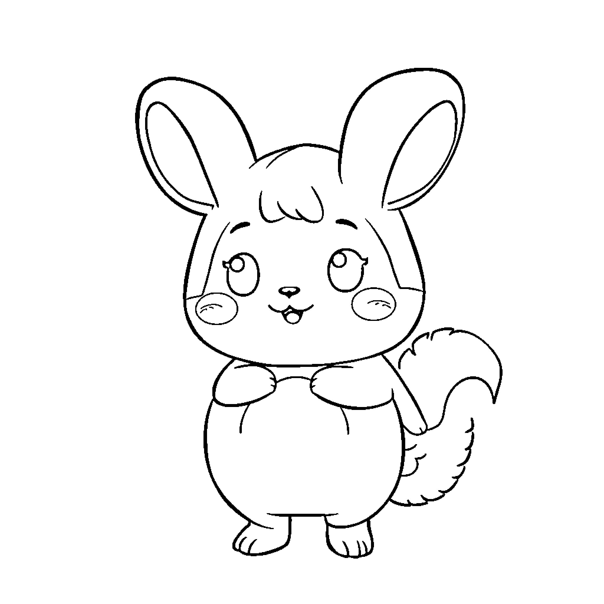 Cinnamoroll excited and happy Coloring Page (free black-and-white line drawing printable PDF for all, from beginners to advanced learners, including children, teens, adults, and seniors)