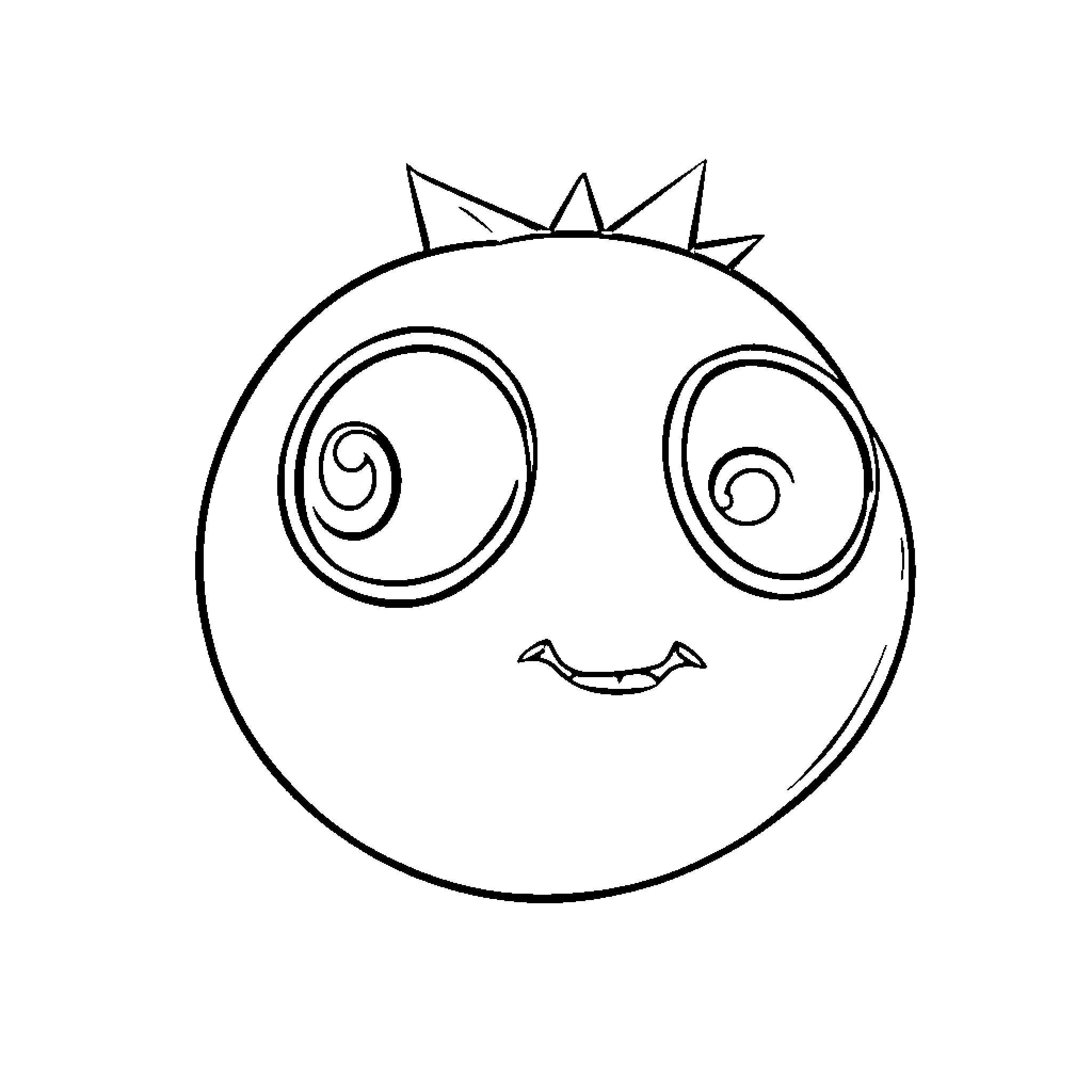 Blueberry character's happy expression Coloring Page (free black-and-white line drawing printable PDF for all, from beginners to advanced learners, including children, teens, adults, and seniors)
