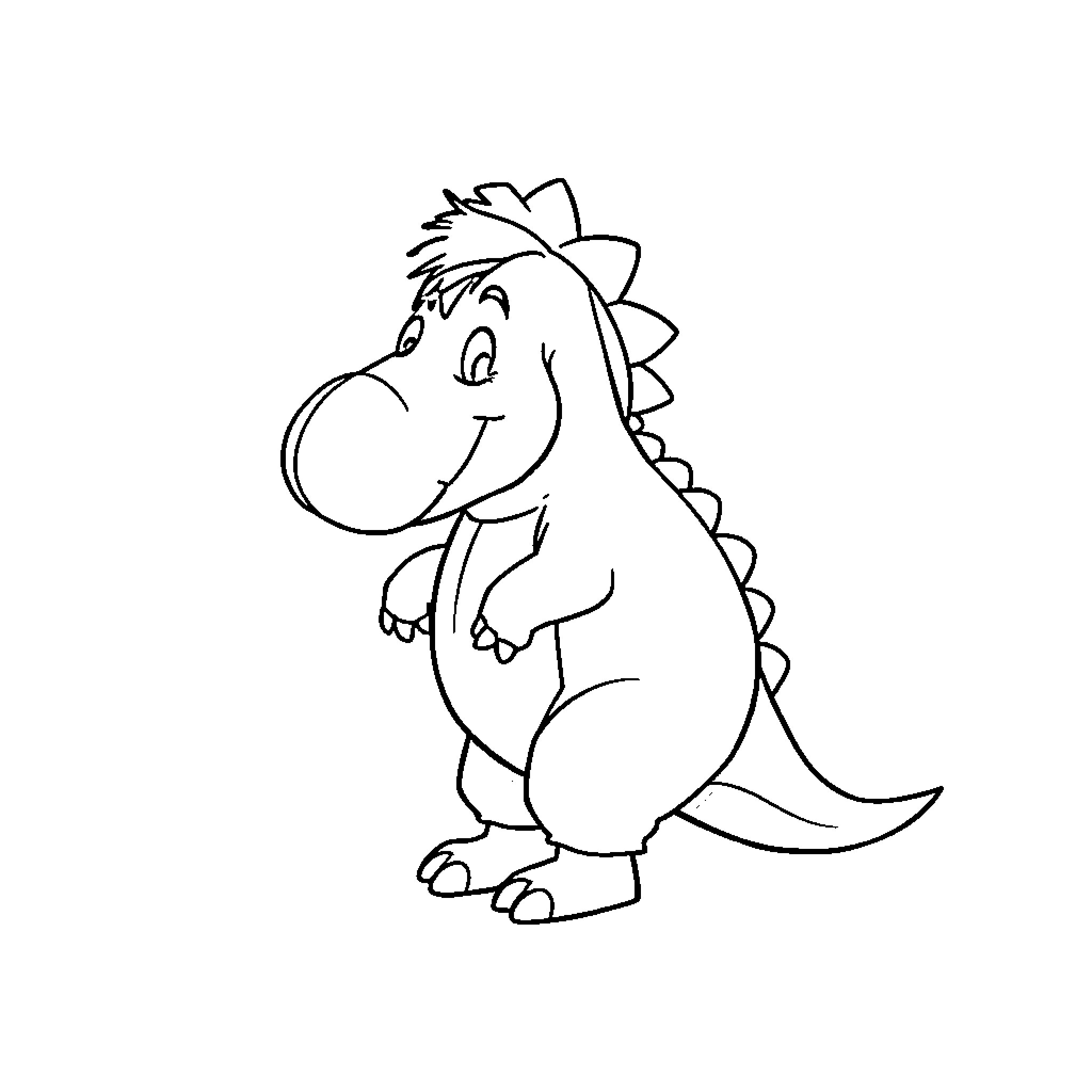 Eeyore the cheerful dinosaur Coloring Page (free black-and-white line drawing printable PDF for all, from beginners to advanced learners, including children, teens, adults, and seniors)
