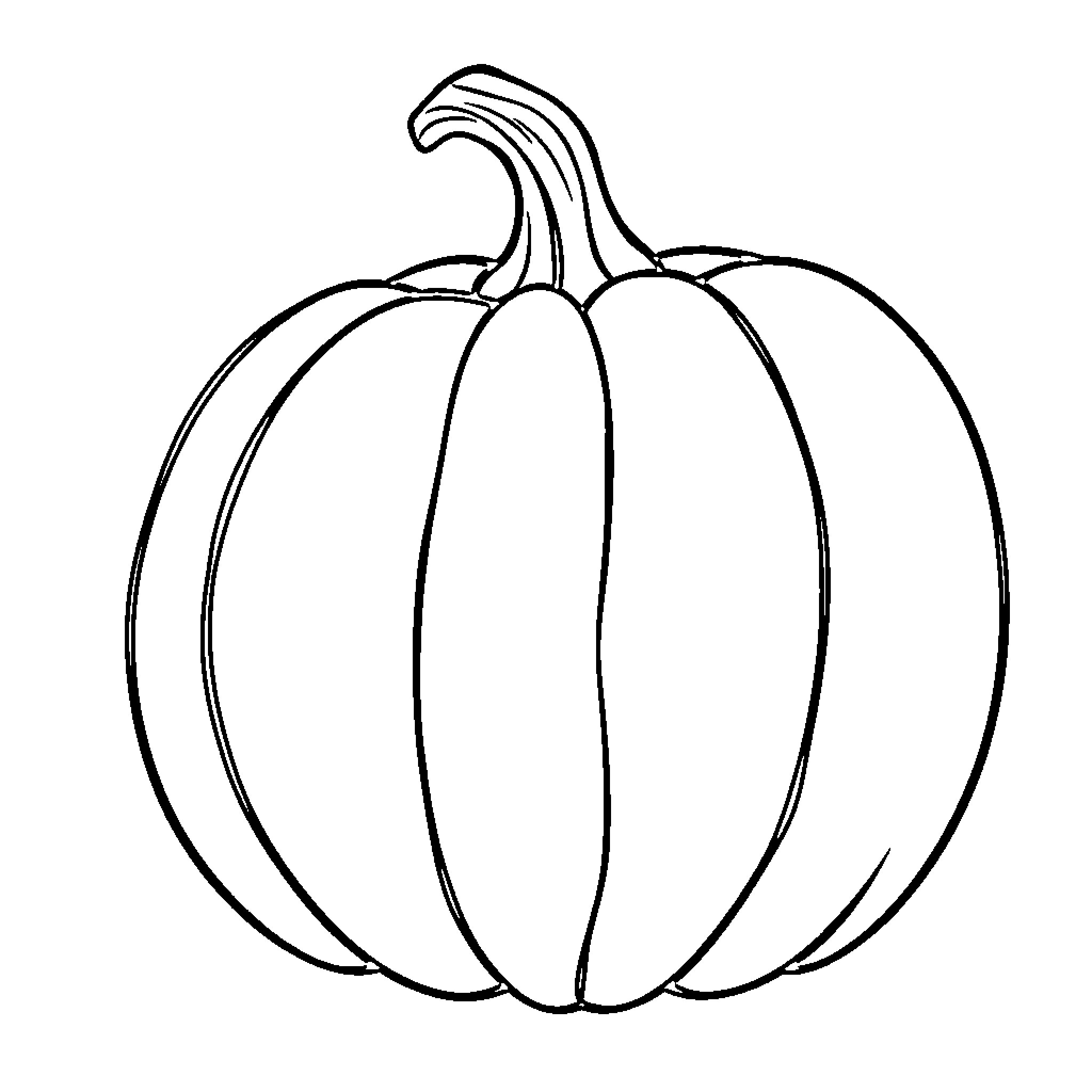 Pumpkin outline drawing Coloring Page (free black-and-white line drawing printable PDF for all, from beginners to advanced learners, including children, teens, adults, and seniors)
